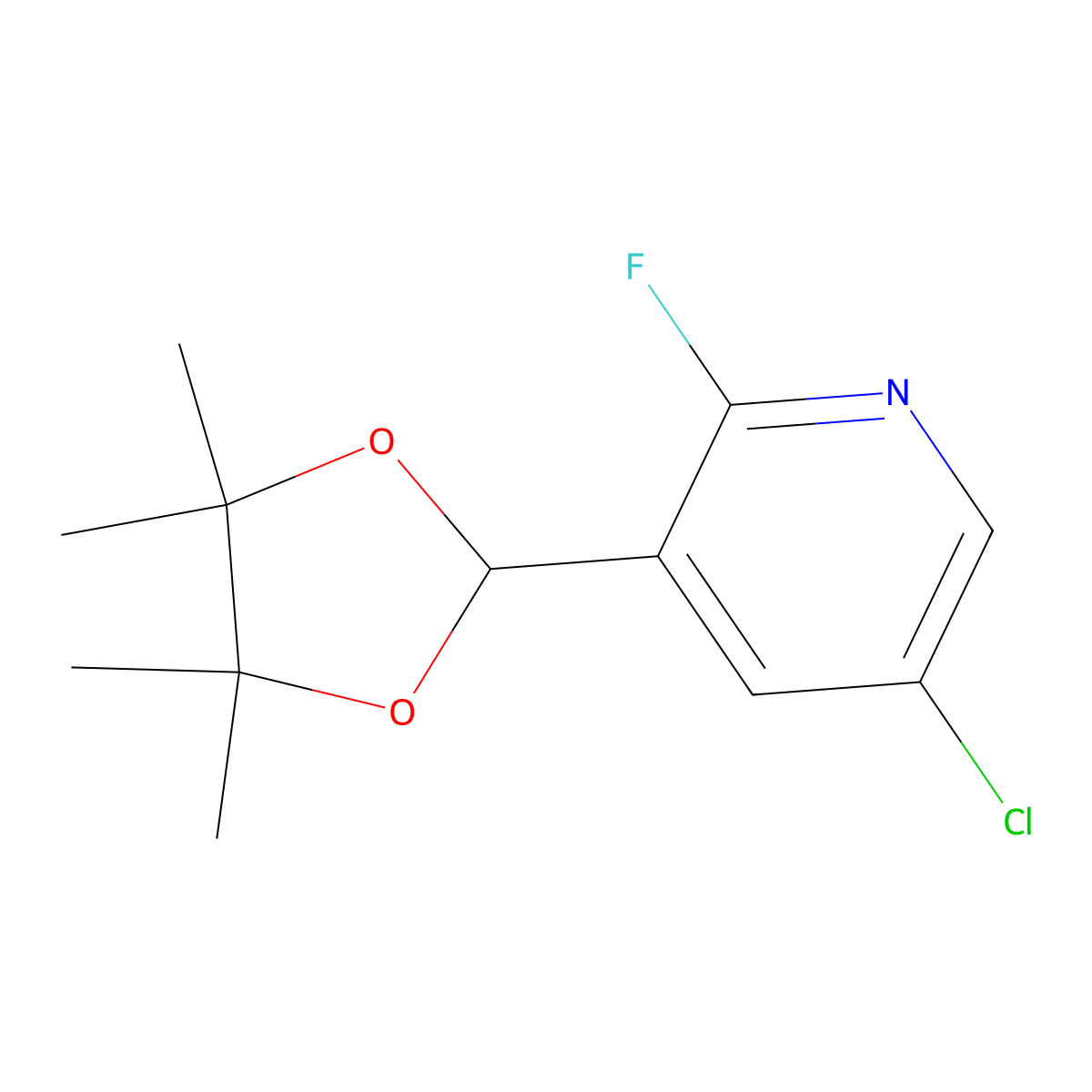 5-Chloro-2-fluoro-3-(4,4,5,5-tetramethyl-1,3-dioxolan-2-yl)pyridine molecular structure, CAS 1383446-21-6