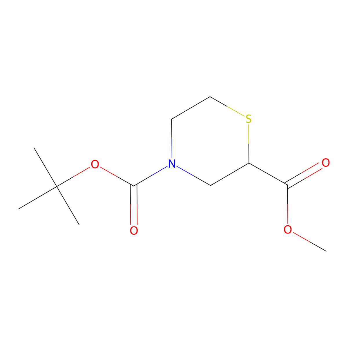 4-tert-Butyl 2-methyl thiomorpholine-2,4-dicarboxylate molecular structure, CAS 1383453-52-8