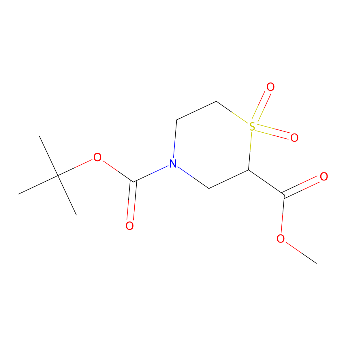 4-tert-Butyl 2-methyl thiomorpholine-2,4-dicarboxylate 1,1-dioxide molecular structure, CAS 1383453-53-9
