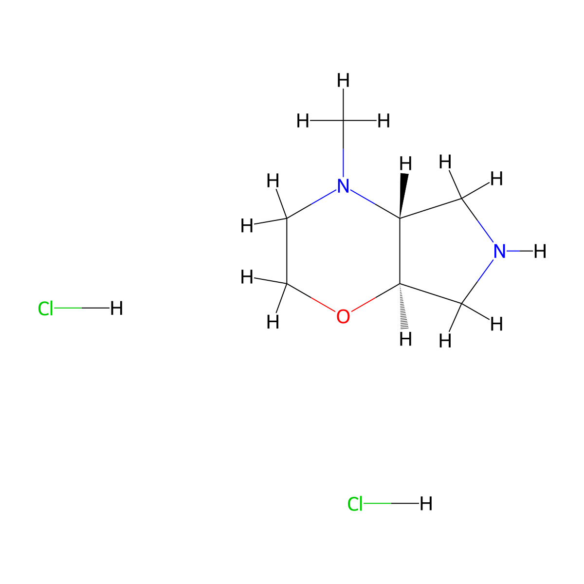 trans-4-methyl-3,4a,5,6,7,7a-hexahydro-2H-pyrrolo[3,4-b][1,4]oxazine;dihydrochloride molecular structure, CAS 1383453-67-5