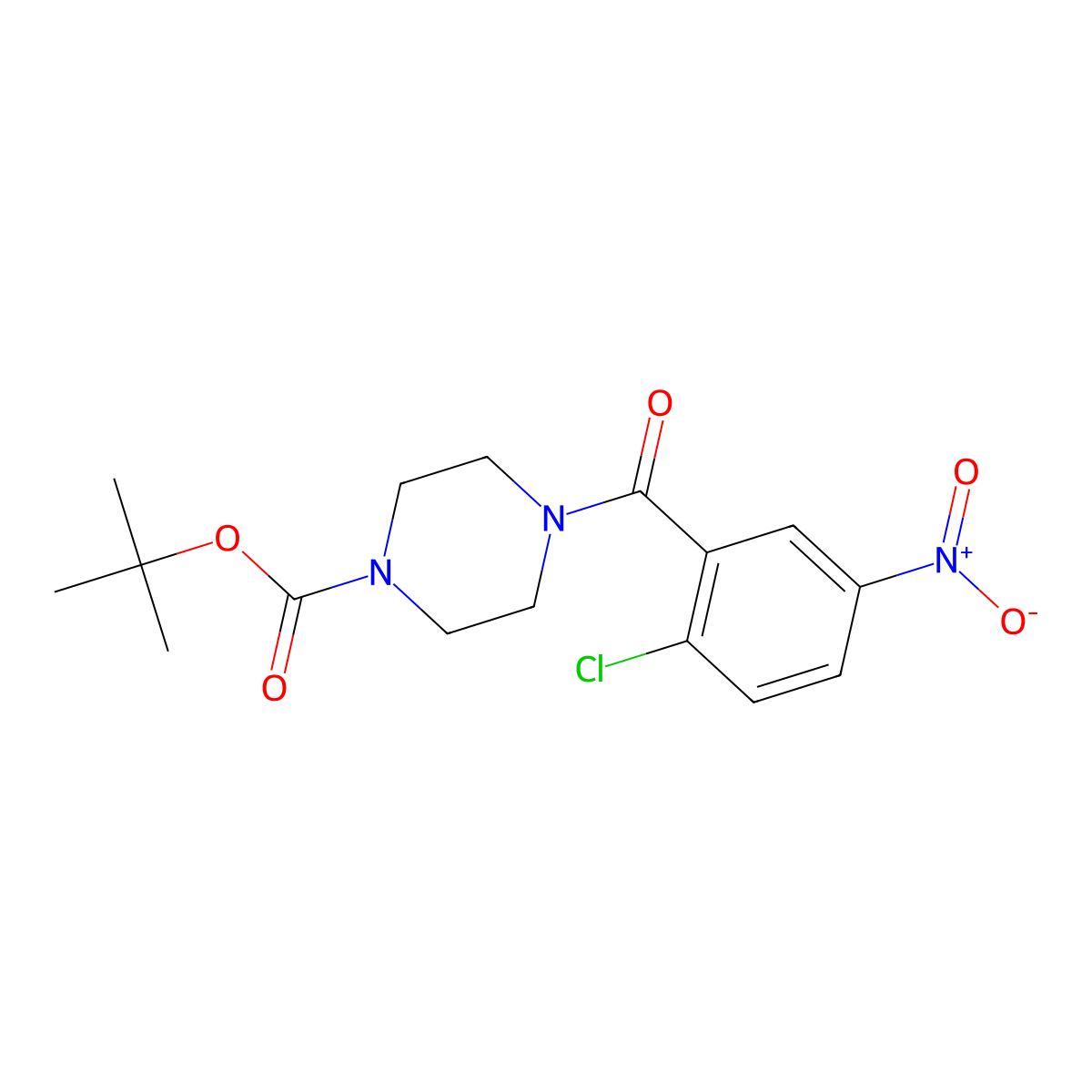 Tert-butyl 4-((2-chloro-5-nitrophenyl)carbonyl)piperazine-1-carboxylate molecular structure, CAS 1383468-72-1