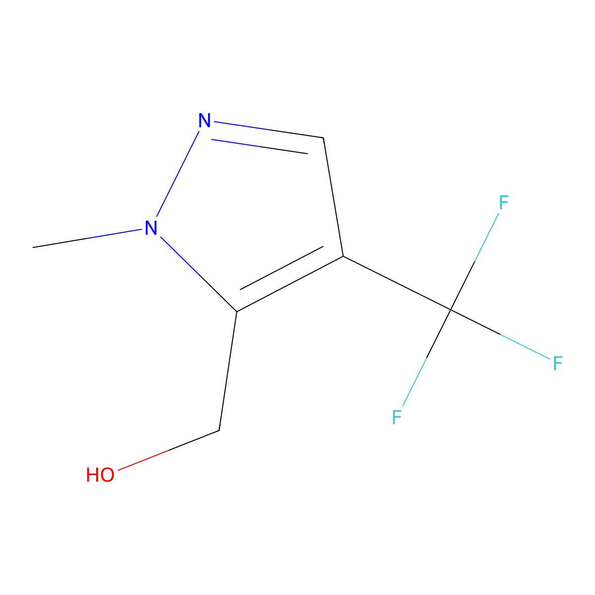 (1-methyl-4-(trifluoromethyl)-1H-pyrazol-5-yl)methanol molecular structure, CAS 1383472-02-3