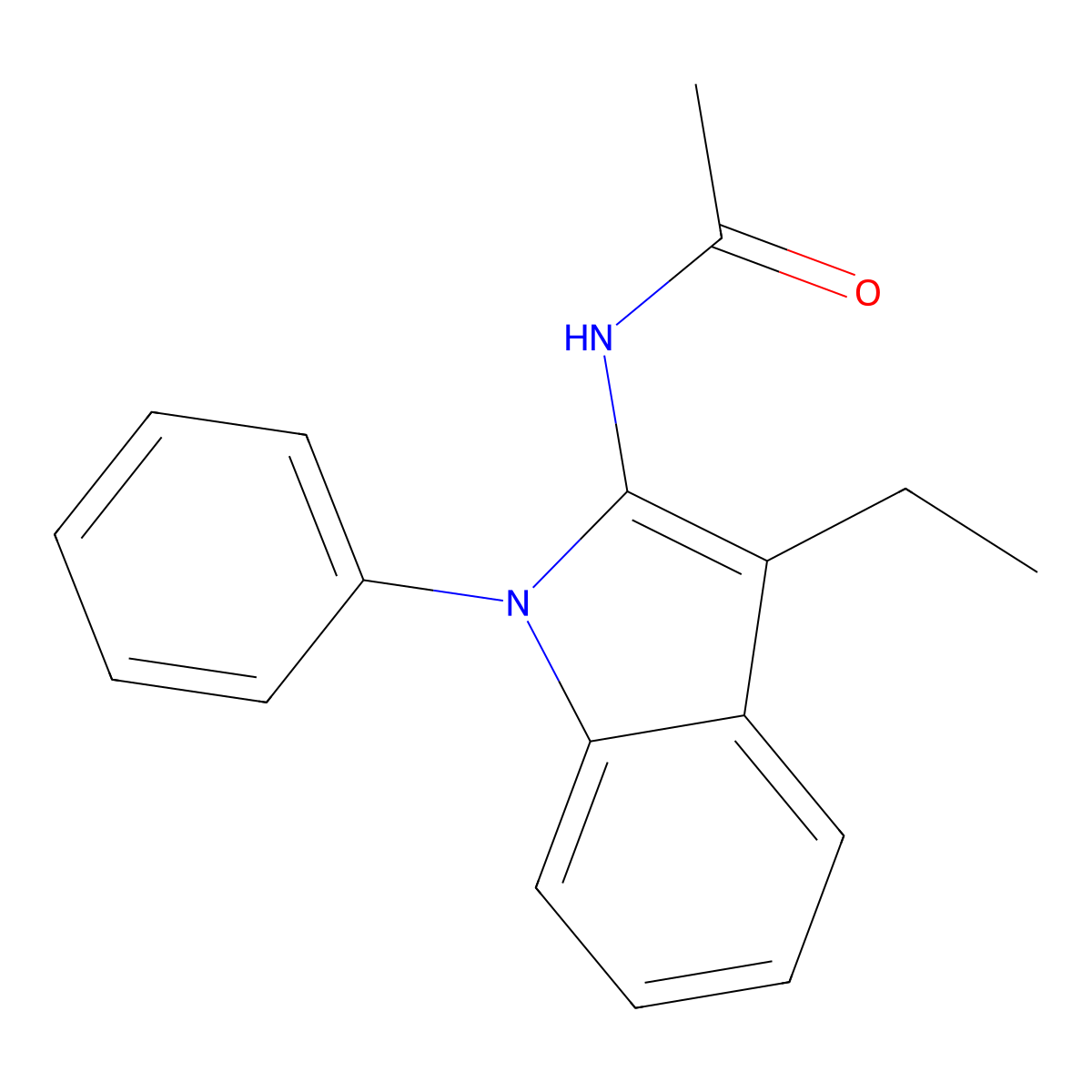 Acetamide, N-(3-ethyl-1-phenyl-1H-indol-2-yl)- molecular structure, CAS 138349-53-8
