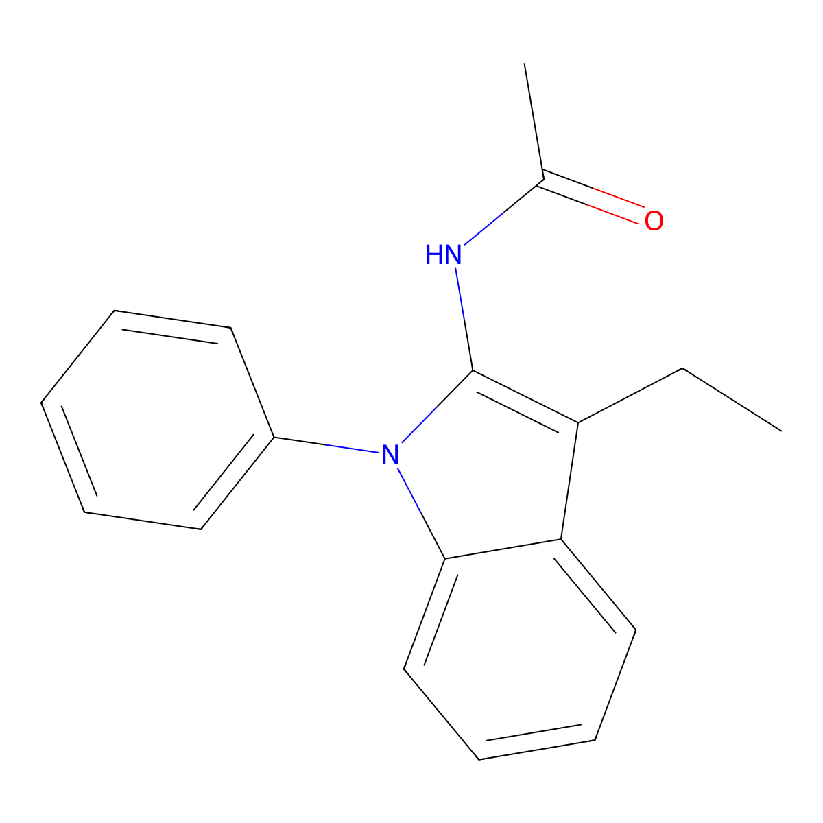 Acetamide, N-(3-ethyl-1-phenyl-1H-indol-2-yl)- molecular structure, CAS 138349-53-8