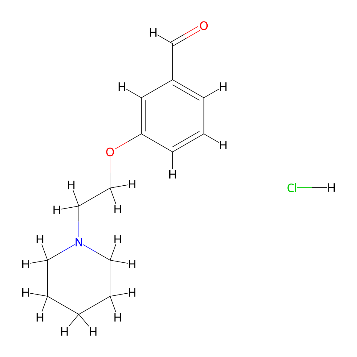 3-[2-(1-Piperidinyl)ethoxy]benzaldehyde hydrochloride molecular structure, CAS 138351-09-4