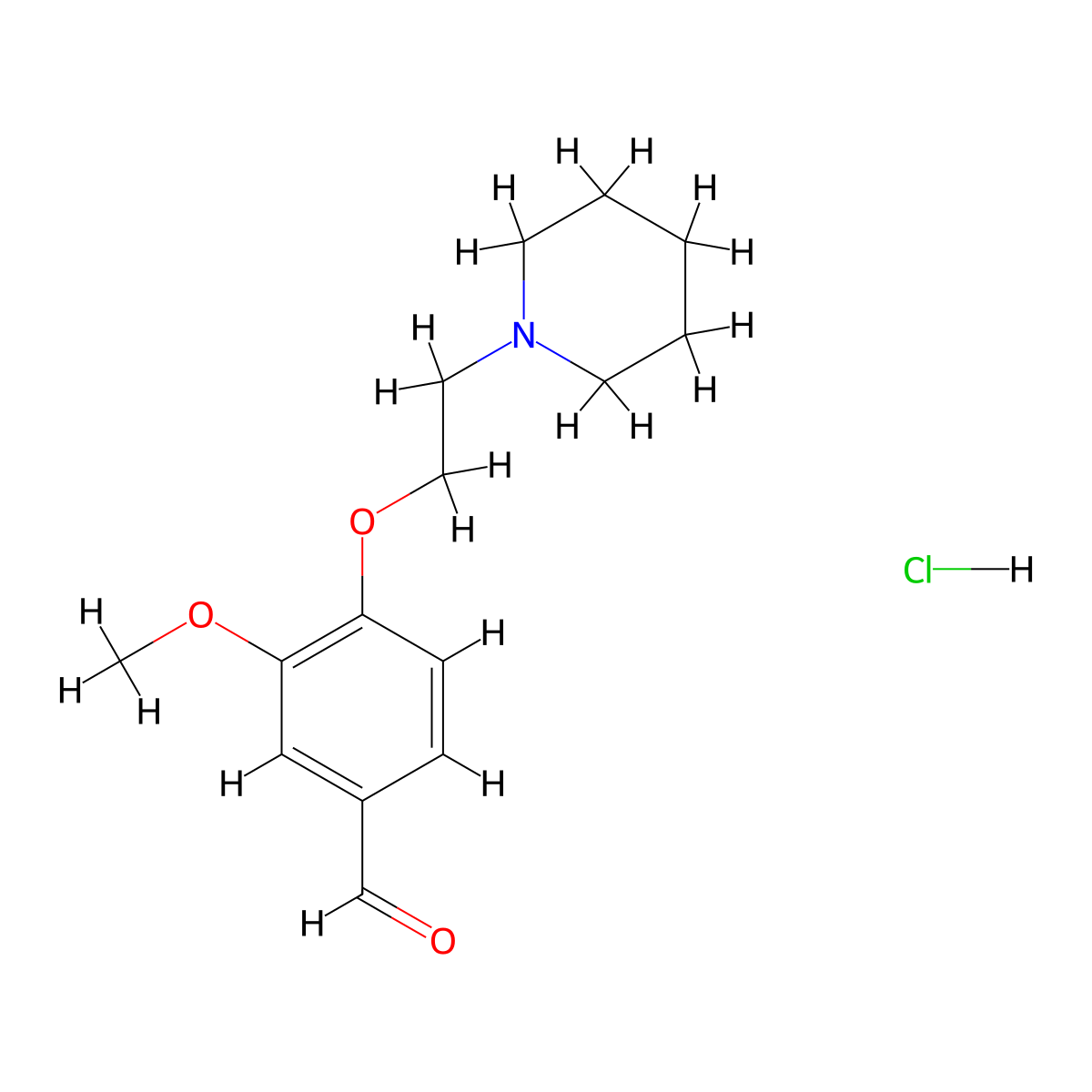 3-Methoxy-4-[2-(1-piperidinyl)ethoxy]benzaldehyde hydrochloride molecular structure, CAS 138351-16-3