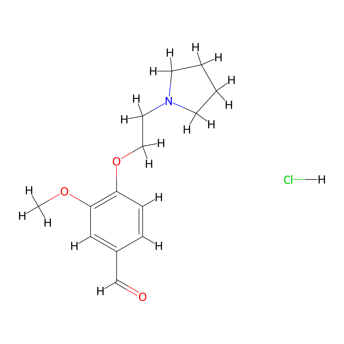 3-Methoxy-4-[2-(1-pyrrolidinyl)ethoxy]benzaldehyde hydrochloride molecular structure, CAS 138351-19-6