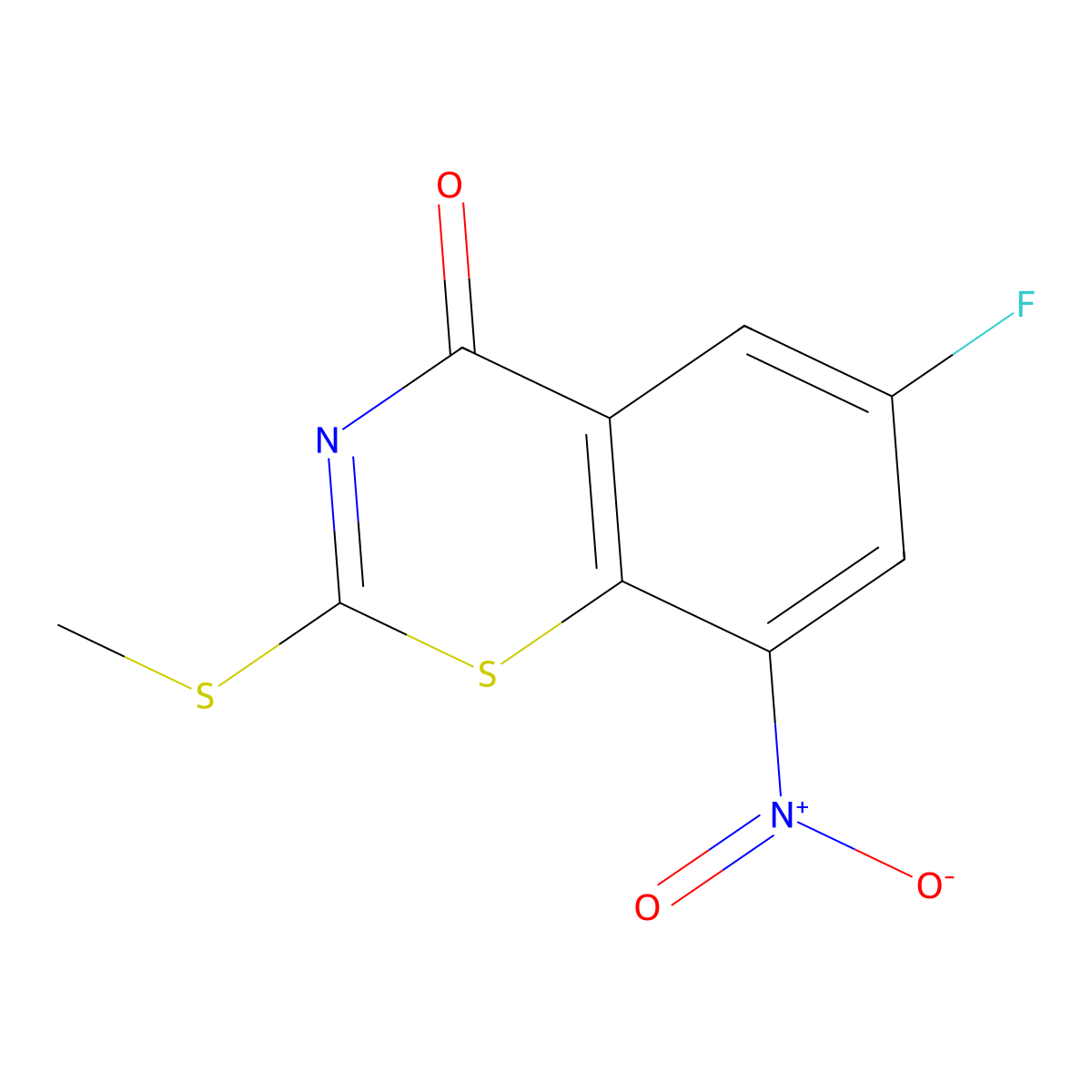 6-Fluoro-2-(methylthio)-8-nitro-4H-benzo[e][1,3]thiazin-4-one molecular structure, CAS 1383531-43-8