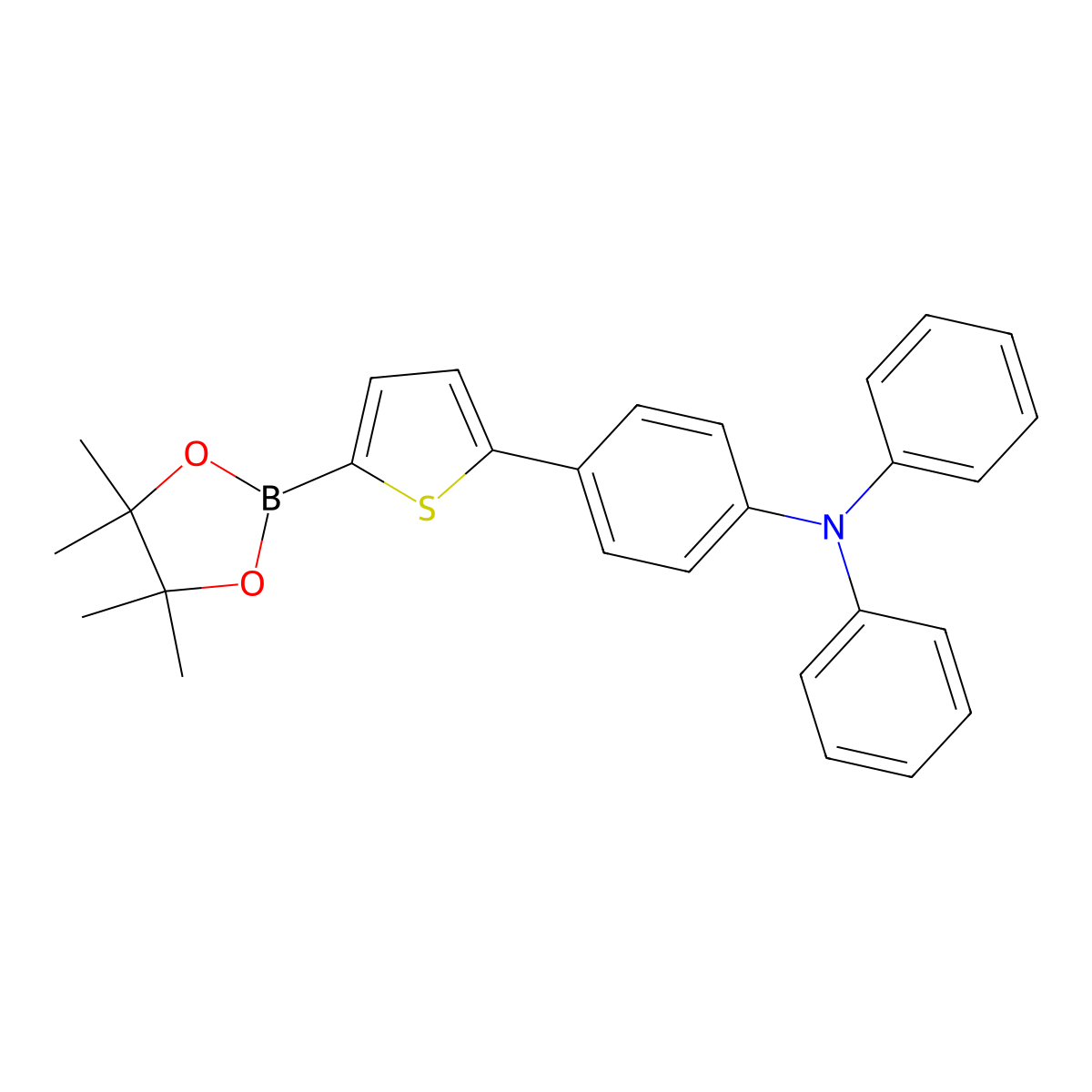 N,N-Diphenyl-4-(5-(4,4,5,5-tetramethyl-1,3,2-dioxaborolan-2-yl)thiophen-2-yl)aniline molecular structure, CAS 1383534-96-0