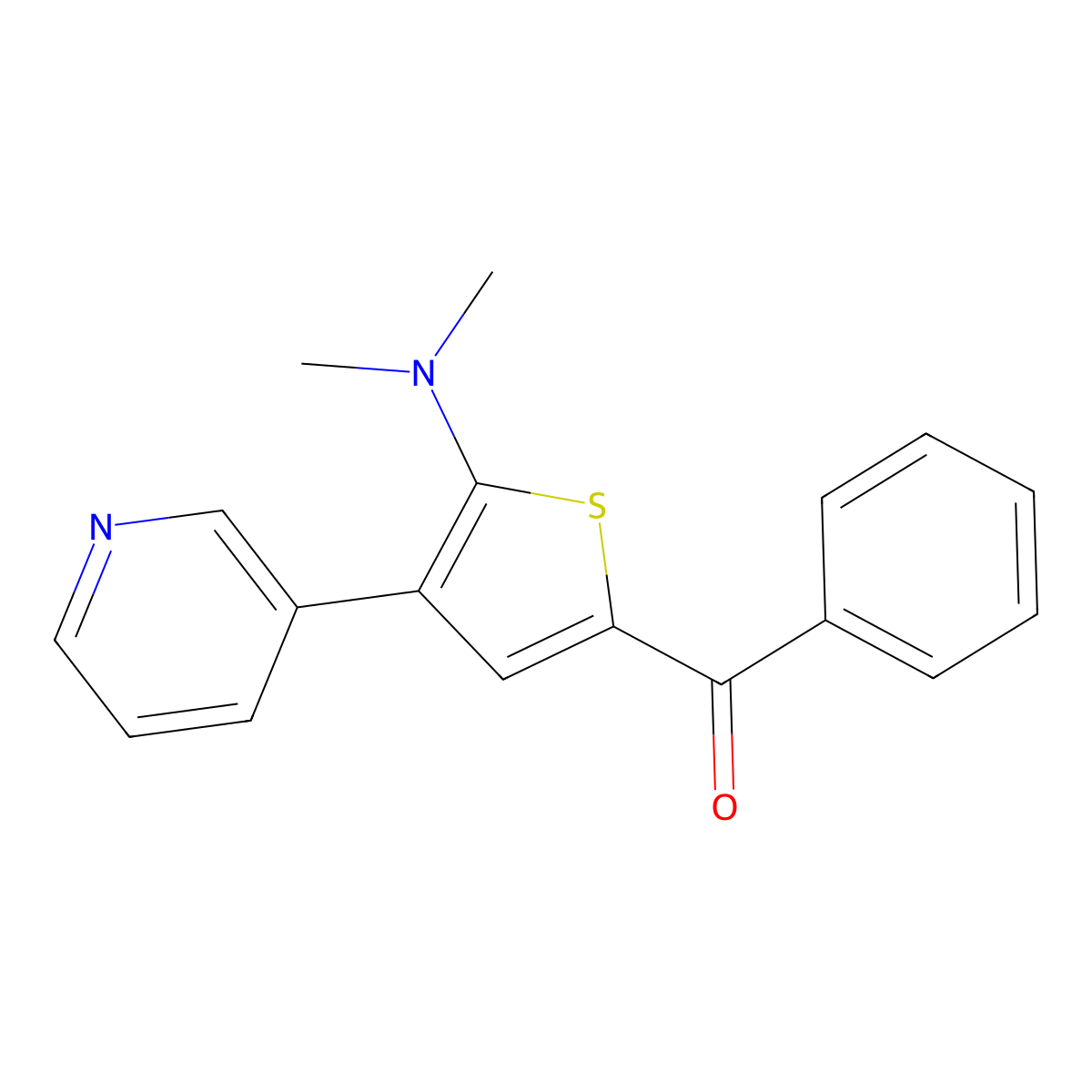 5-benzoyl-N,N-dimethyl-3-(pyridin-3-yl)thiophen-2-amine molecular structure, CAS 1383543-20-1