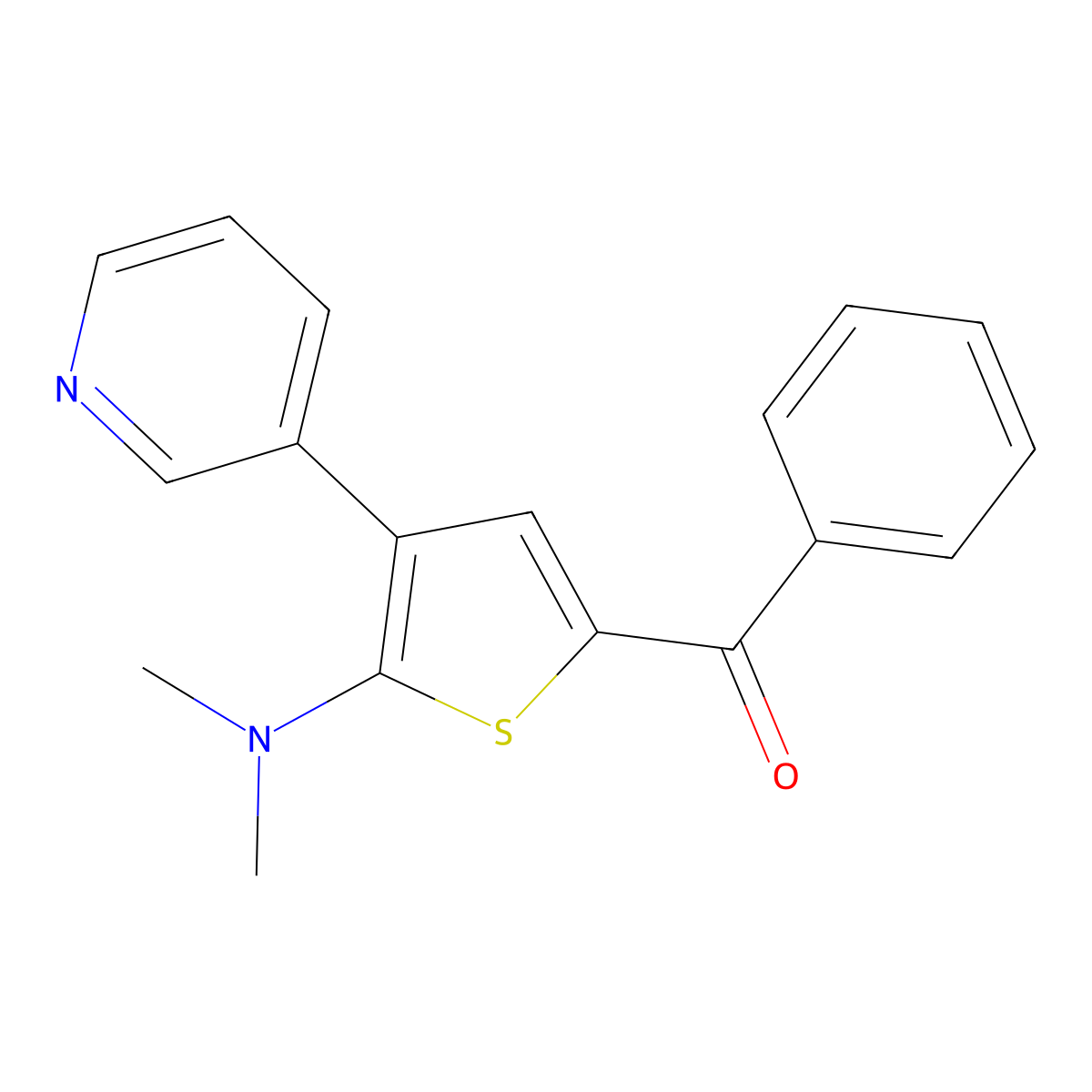 5-benzoyl-N,N-dimethyl-3-(pyridin-3-yl)thiophen-2-amine molecular structure, CAS 1383543-20-1