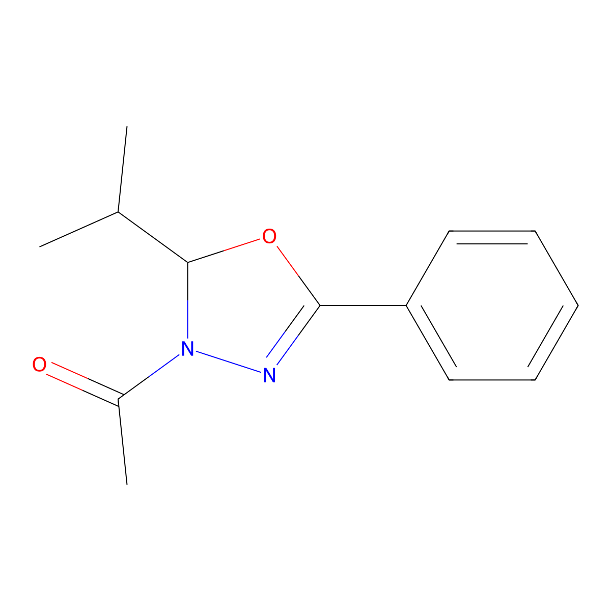 1-[5-Phenyl-2-(propan-2-yl)-2,3-dihydro-1,3,4-oxadiazol-3-yl]ethan-1-one molecular structure, CAS 1383543-23-4