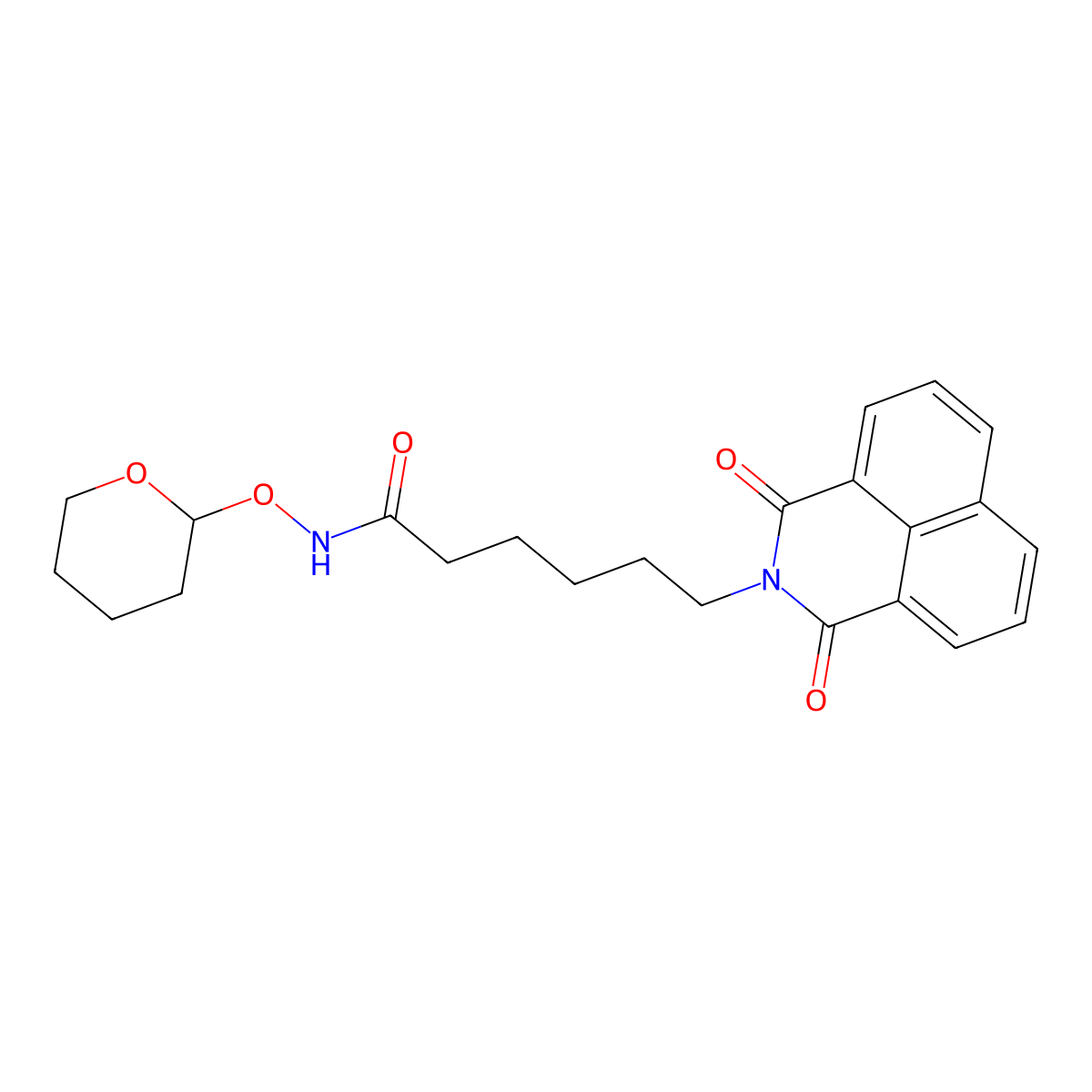 6-{2,4-dioxo-3-azatricyclo[7.3.1.0^{5,13}]trideca-1(13),5,7,9,11-pentaen-3-yl}-N-(oxan-2-yloxy)hexanamide molecular structure, CAS 1383543-24-5