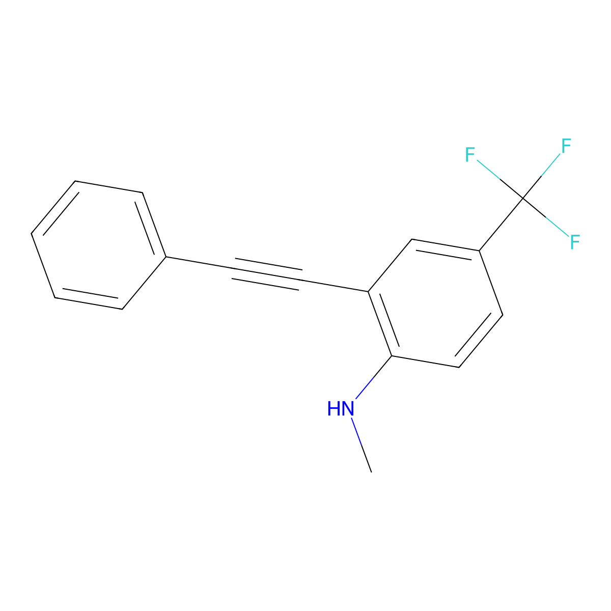 N-methyl-2-(phenylethynyl)-4-(trifluoromethyl)aniline molecular structure, CAS 1383543-76-7