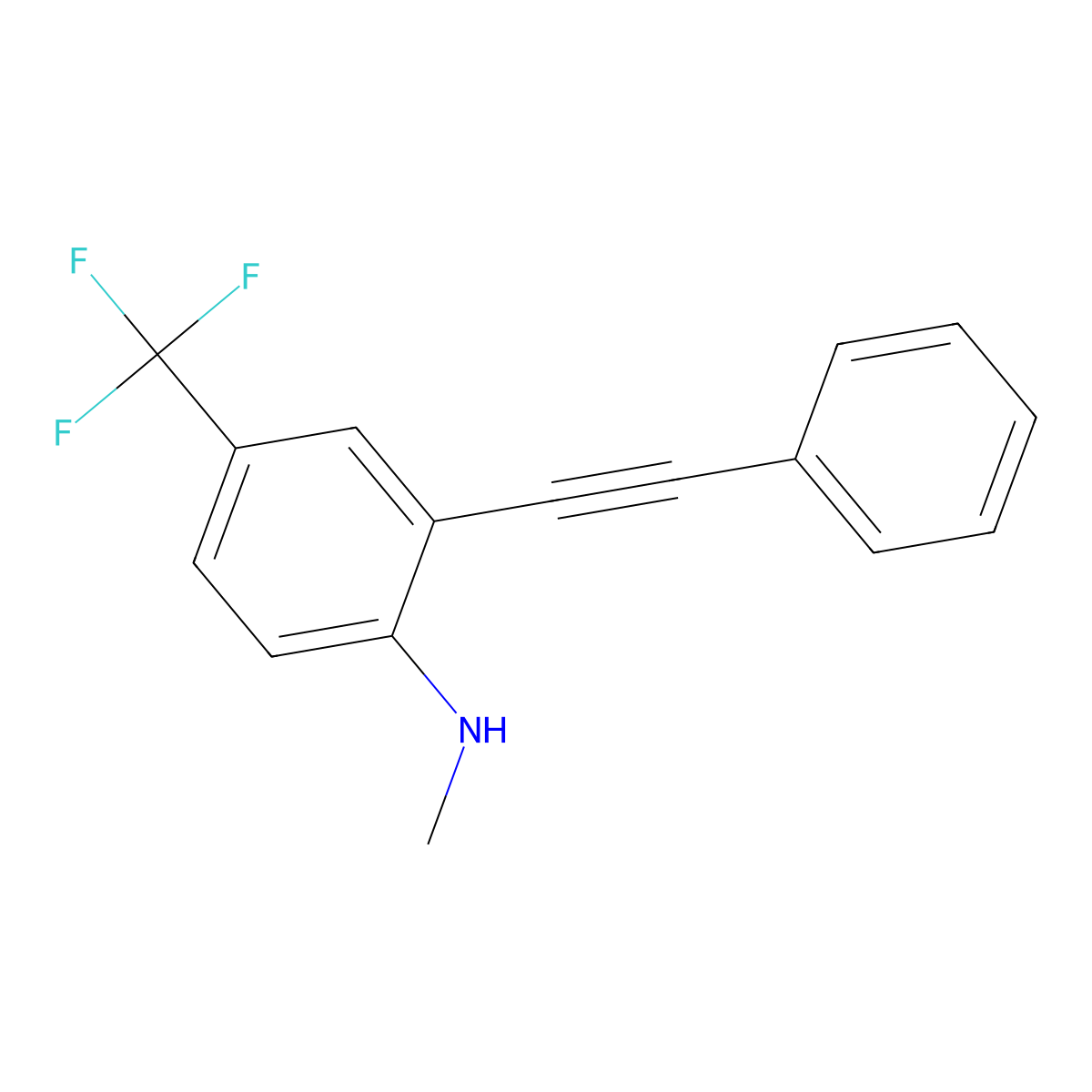 N-methyl-2-(phenylethynyl)-4-(trifluoromethyl)aniline molecular structure, CAS 1383543-76-7