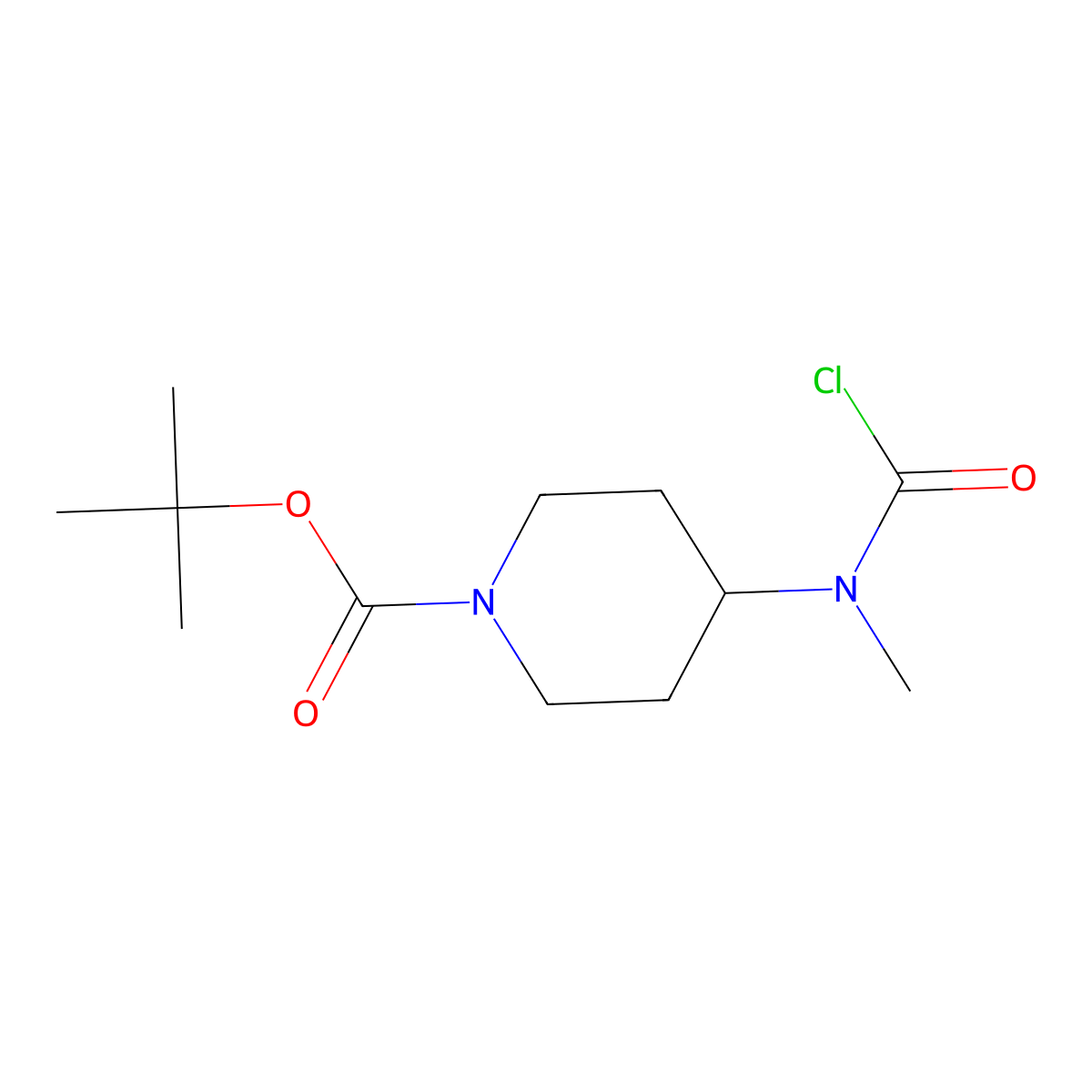 Tert-butyl 4-[(chlorocarbonyl)(methyl)amino]piperidine-1-carboxylate molecular structure, CAS 1383546-56-2