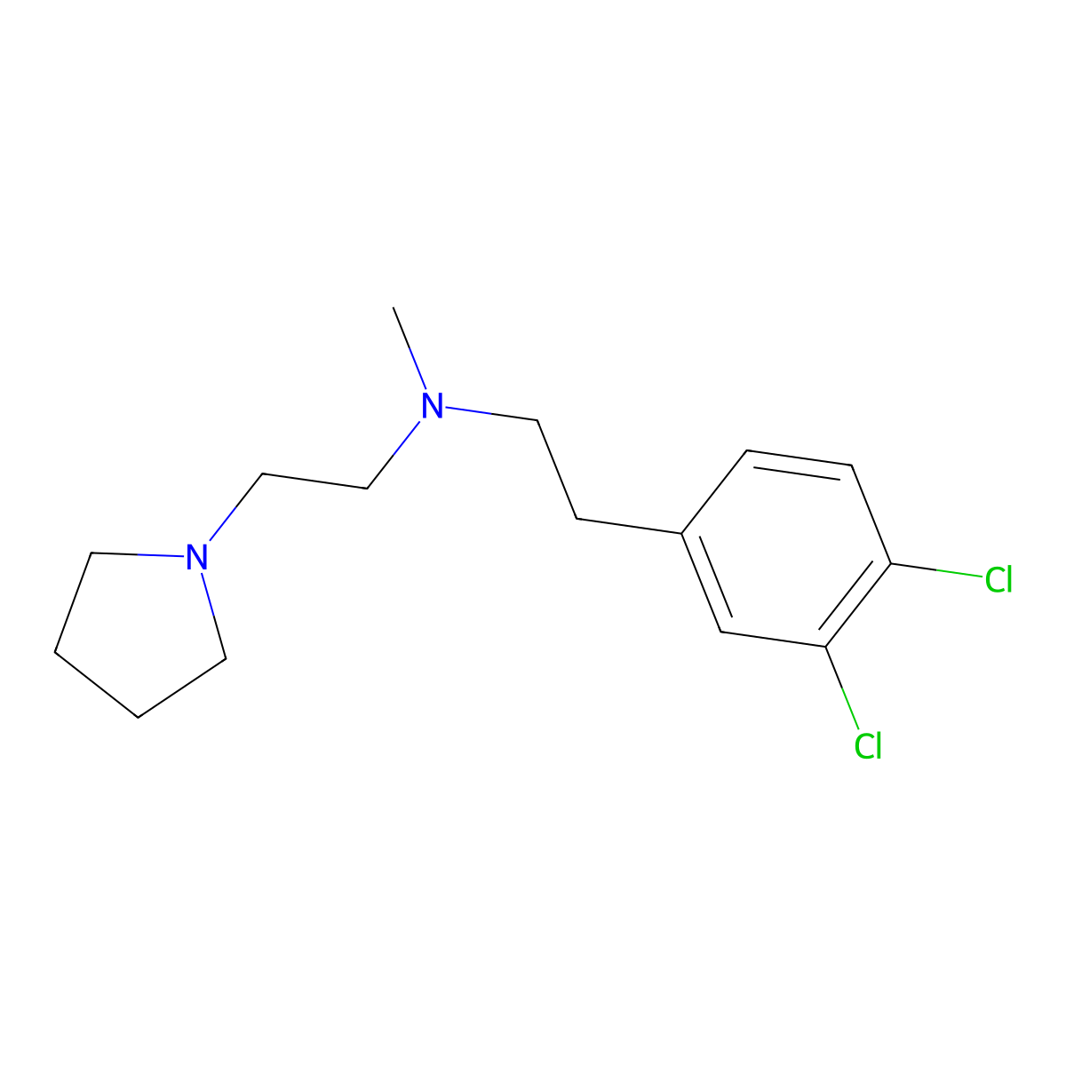 N-(2-(3,4-Dichlorophenyl)ethyl)-N-methyl-1-pyrrolidineethanamine molecular structure, CAS 138356-08-8
