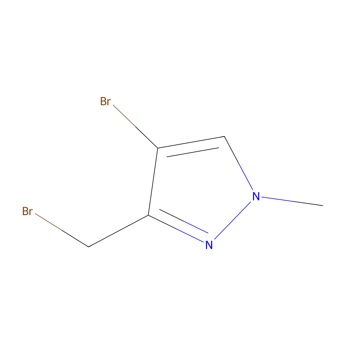 4-Bromo-3-(bromomethyl)-1-methyl-1H-pyrazole molecular structure, CAS 1383575-45-8