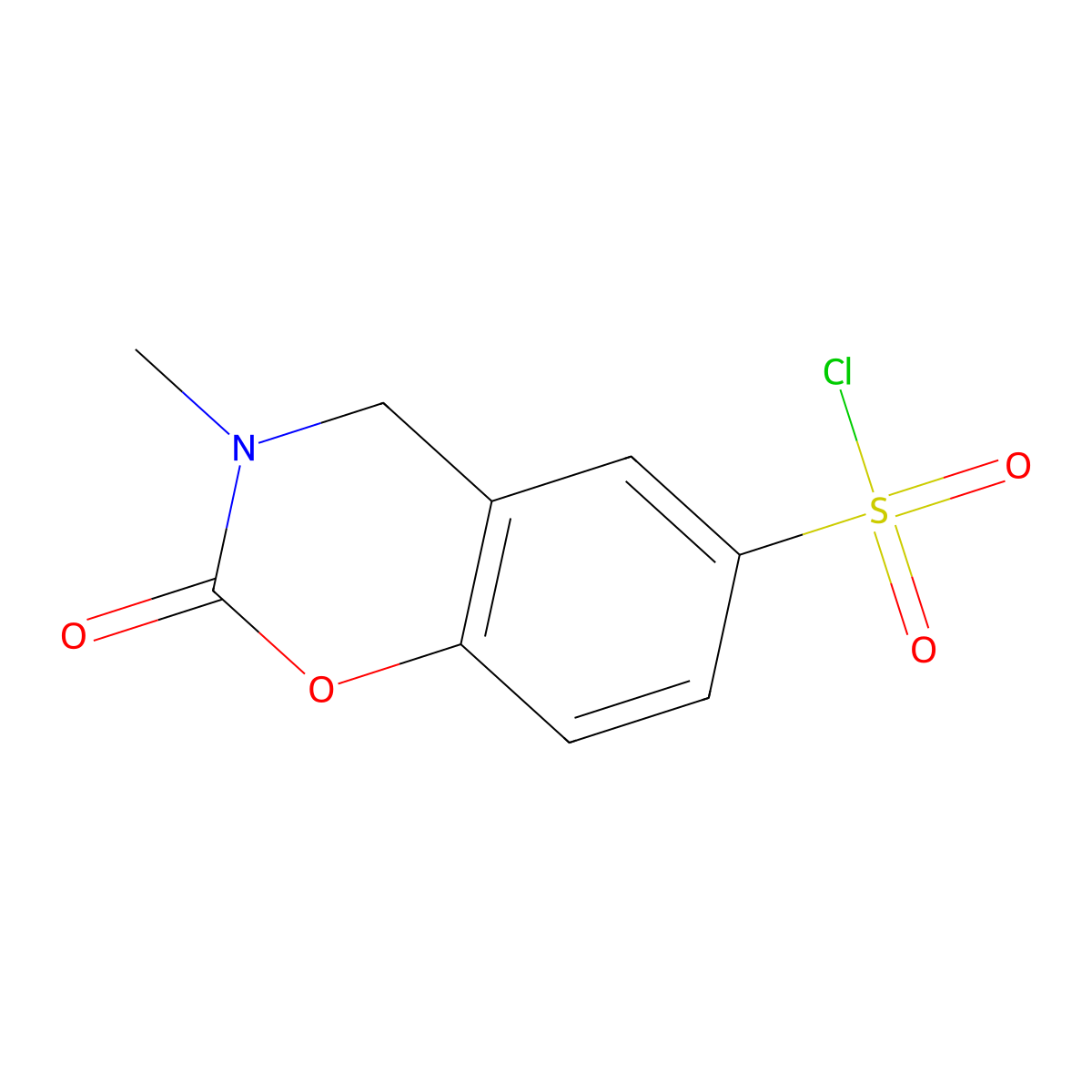 3,4-Dihydro-3-methyl-2-oxo-2H-1,3-benzoxazine-6-sulfonyl chloride molecular structure, CAS 1383579-87-0
