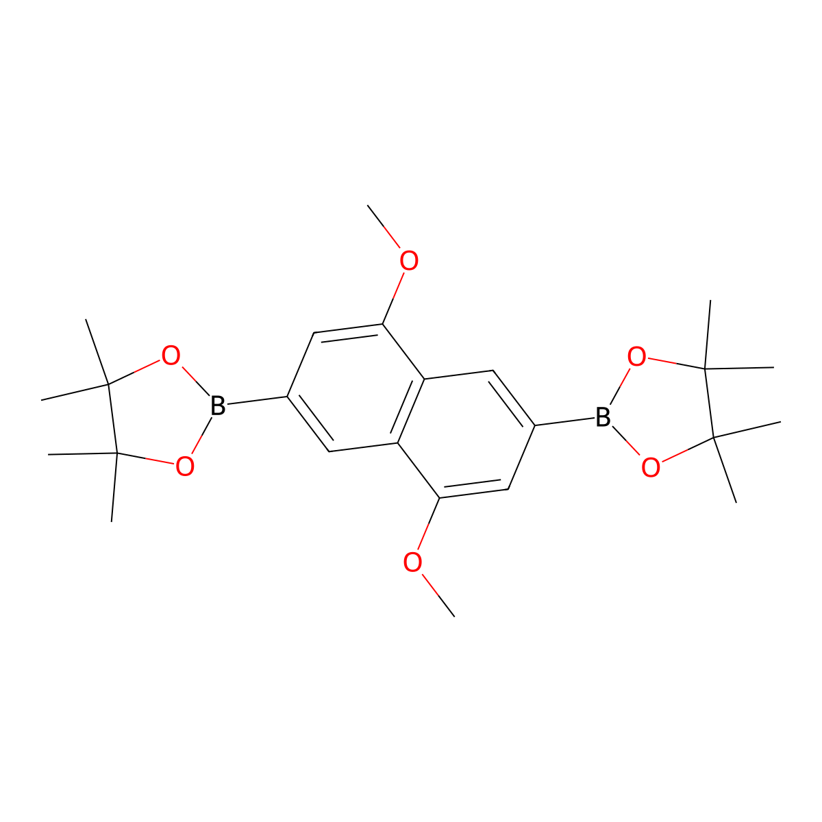 2,2'-(4,8-Dimethoxynaphthalene-2,6-diyl)bis(4,4,5,5-tetramethyl-1,3,2-dioxaborolane) molecular structure, CAS 1383581-56-3