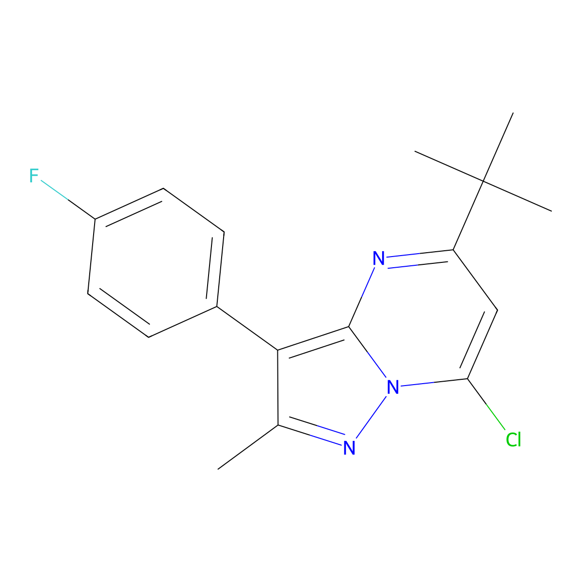5-(tert-Butyl)-7-chloro-3-(4-fluorophenyl)-2-methylpyrazolo[1,5-a]pyrimidine molecular structure, CAS 1383626-16-1
