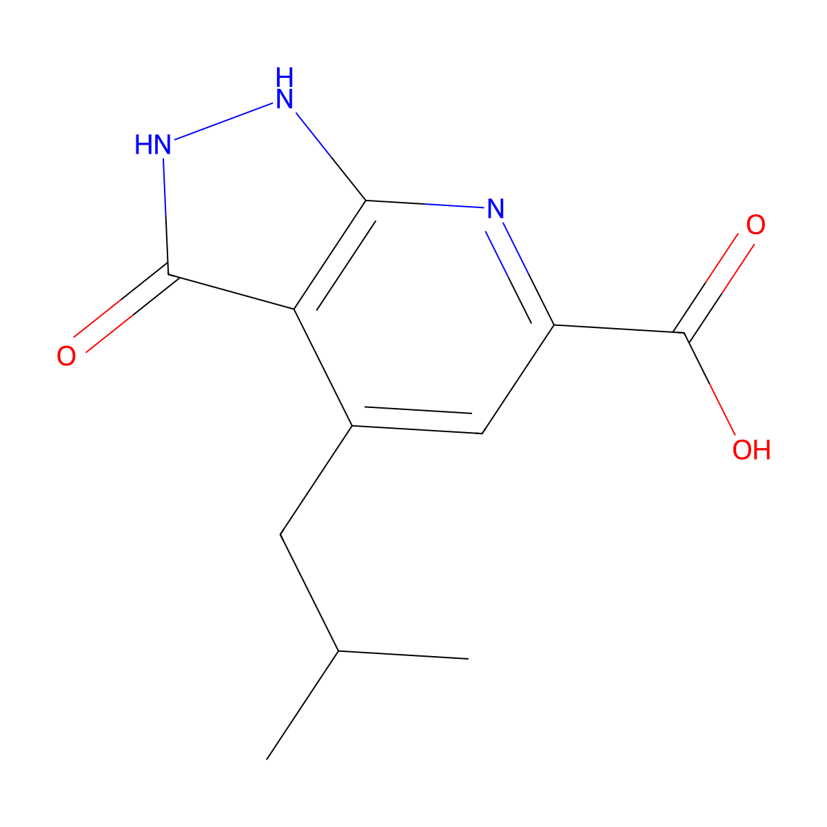 4-isobutyl-3-oxo-2,3-dihydro-1H-pyrazolo[3,4-b]pyridine-6-carboxylic acid molecular structure, CAS 1383626-22-9