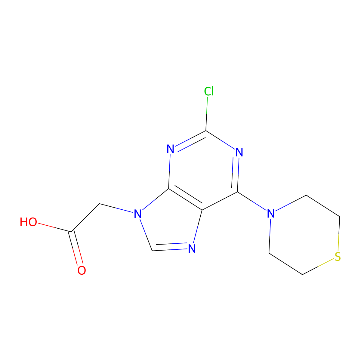 (2-Chloro-6-thiomorpholin-4-yl-9H-purin-9-yl)acetic acid molecular structure, CAS 1383626-30-9