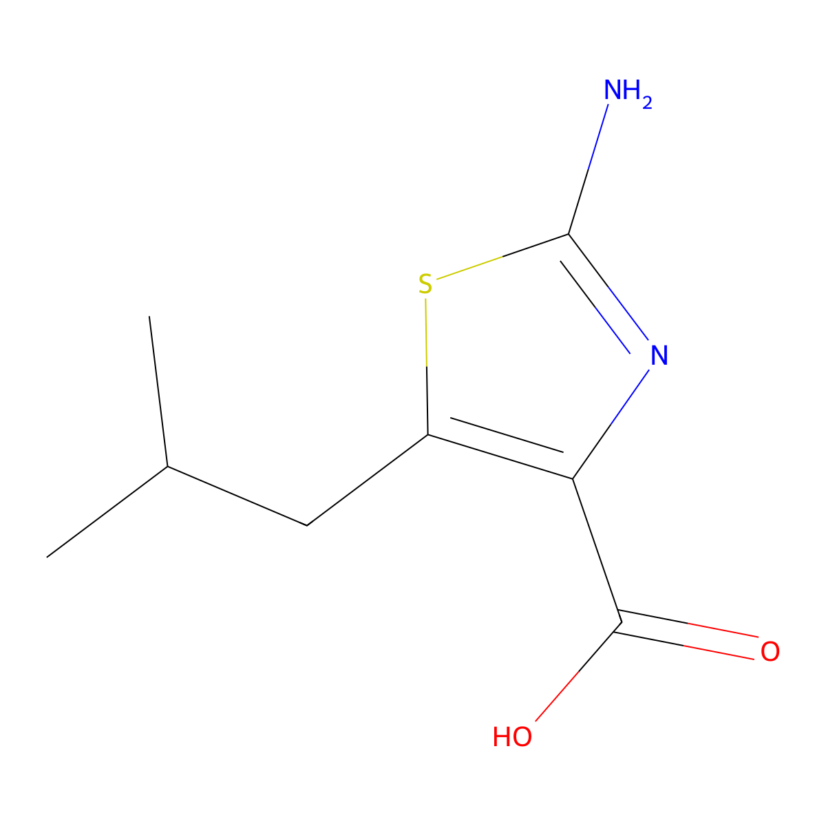 2-Amino-5-(2-methylpropyl)-1,3-thiazole-4-carboxylic acid molecular structure, CAS 1383626-31-0