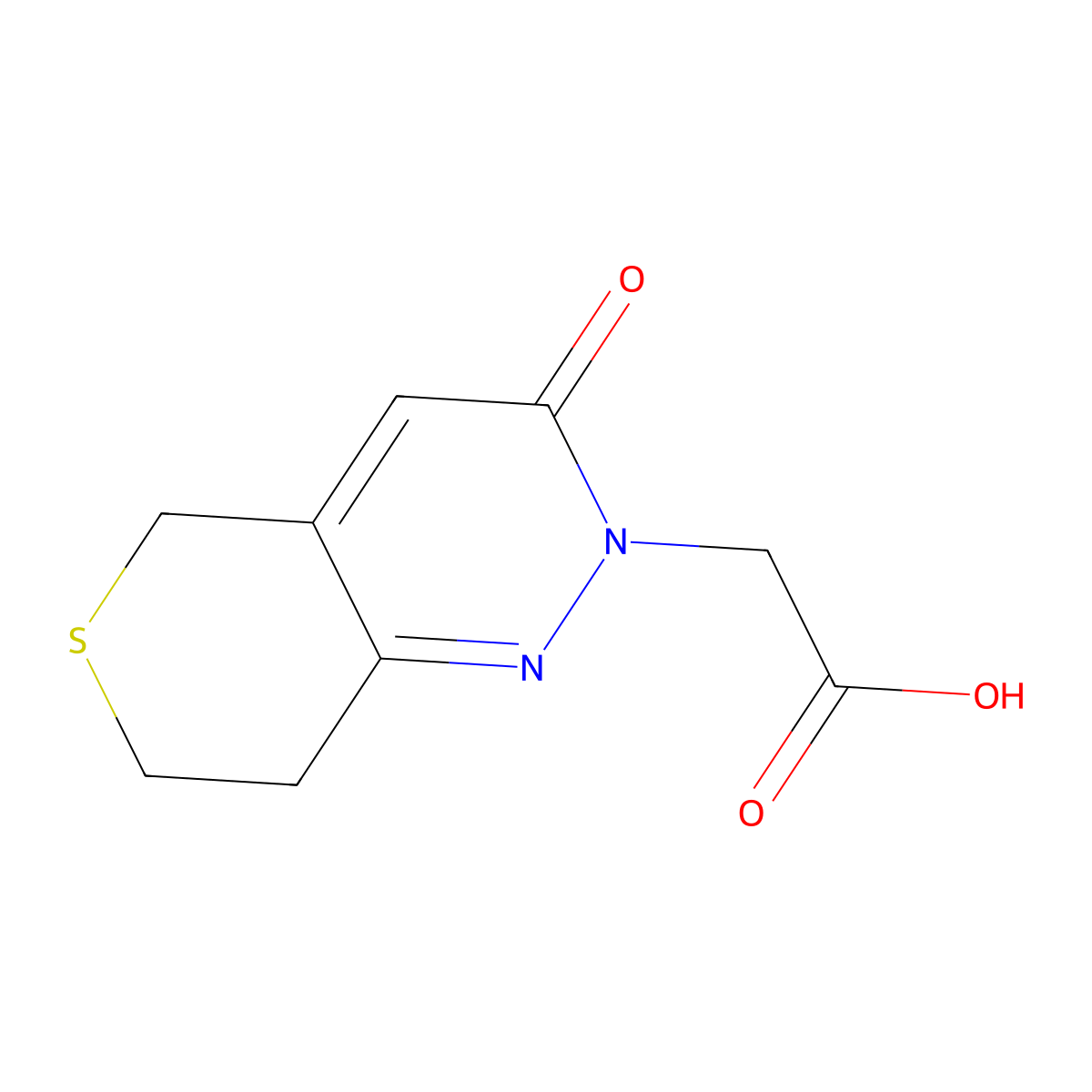 (3-oxo-3,5,7,8-tetrahydro-2H-thiopyrano[4,3-c]pyridazin-2-yl)acetic acid molecular structure, CAS 1383626-35-4