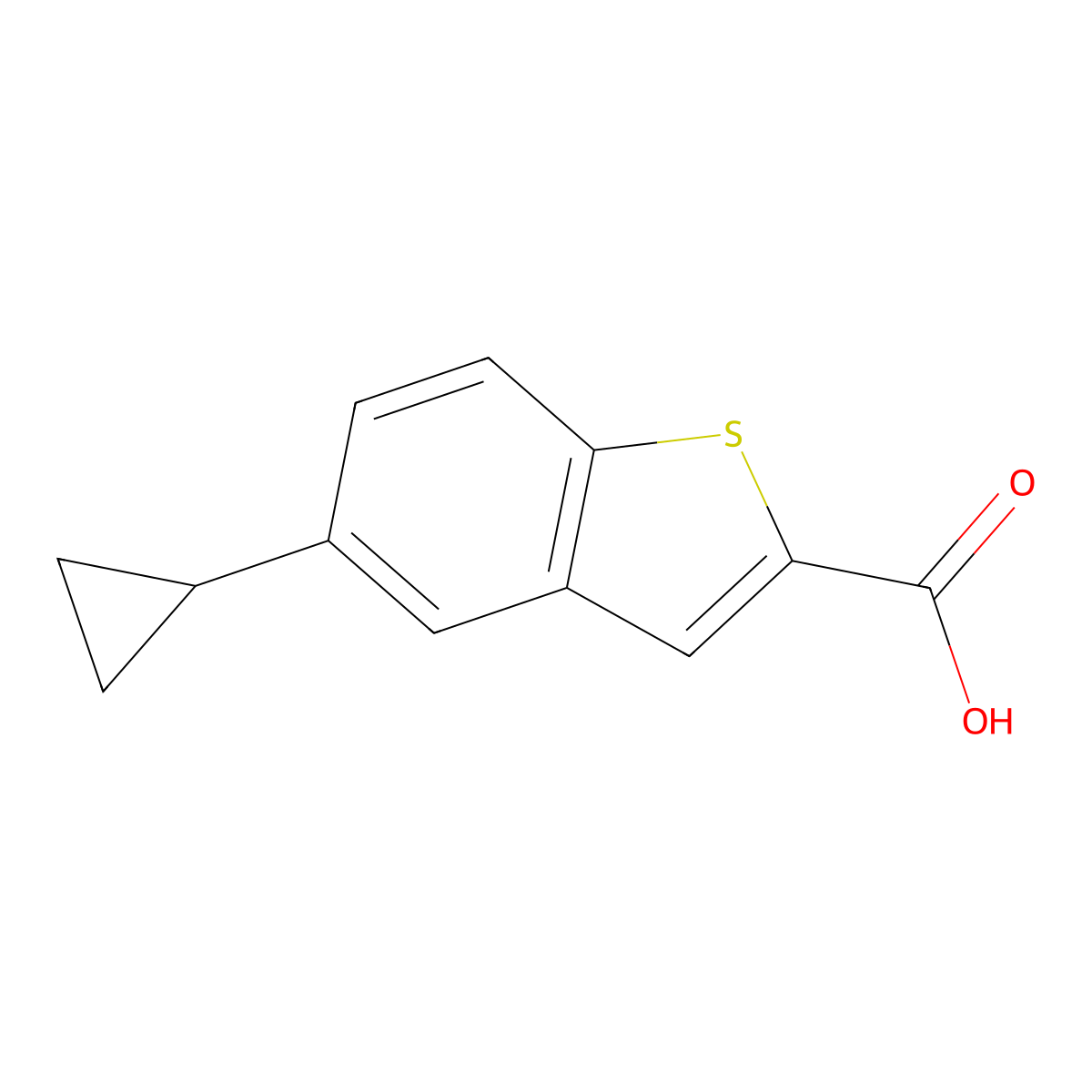5-cyclopropyl-Benzo[b]thiophene-2-carboxylic acid molecular structure, CAS 1383627-08-4
