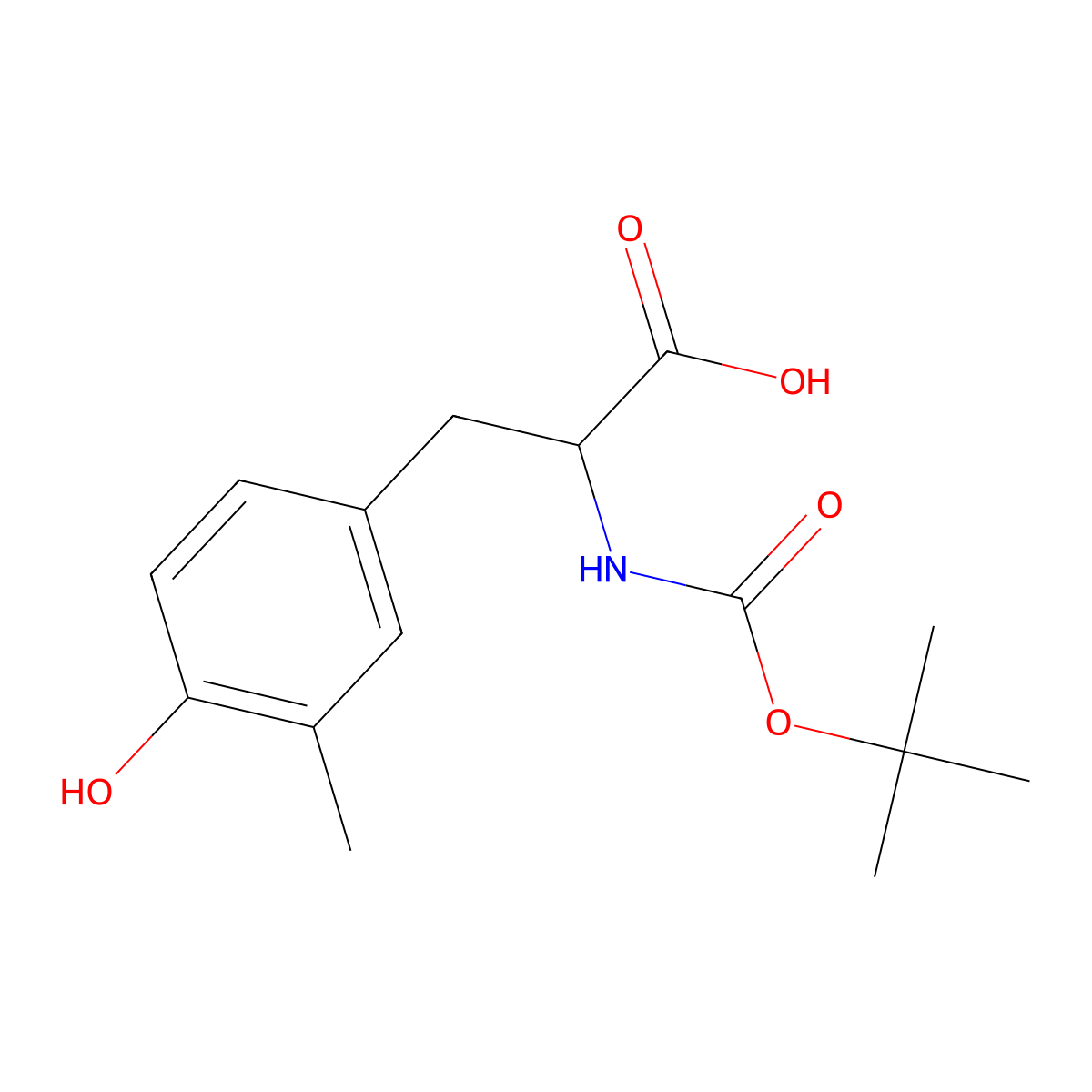 (S)-2-Boc-amino-3-(4-hydroxy-3-methylphenyl)propanoic acid molecular structure, CAS 1383659-46-8