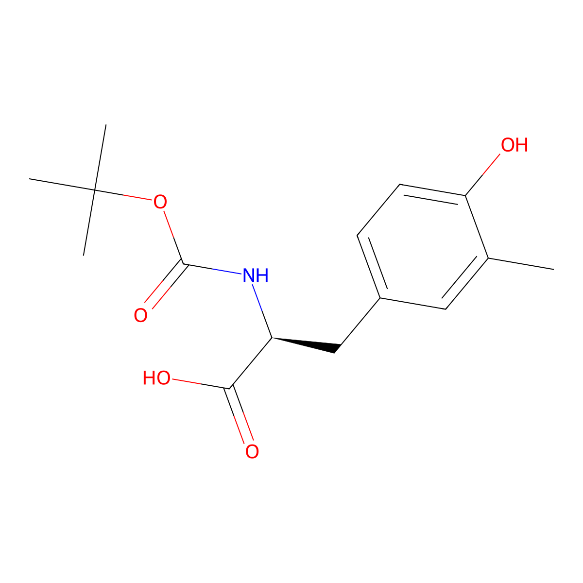 (S)-2-Boc-amino-3-(4-hydroxy-3-methylphenyl)propanoic acid molecular structure, CAS 1383659-46-8