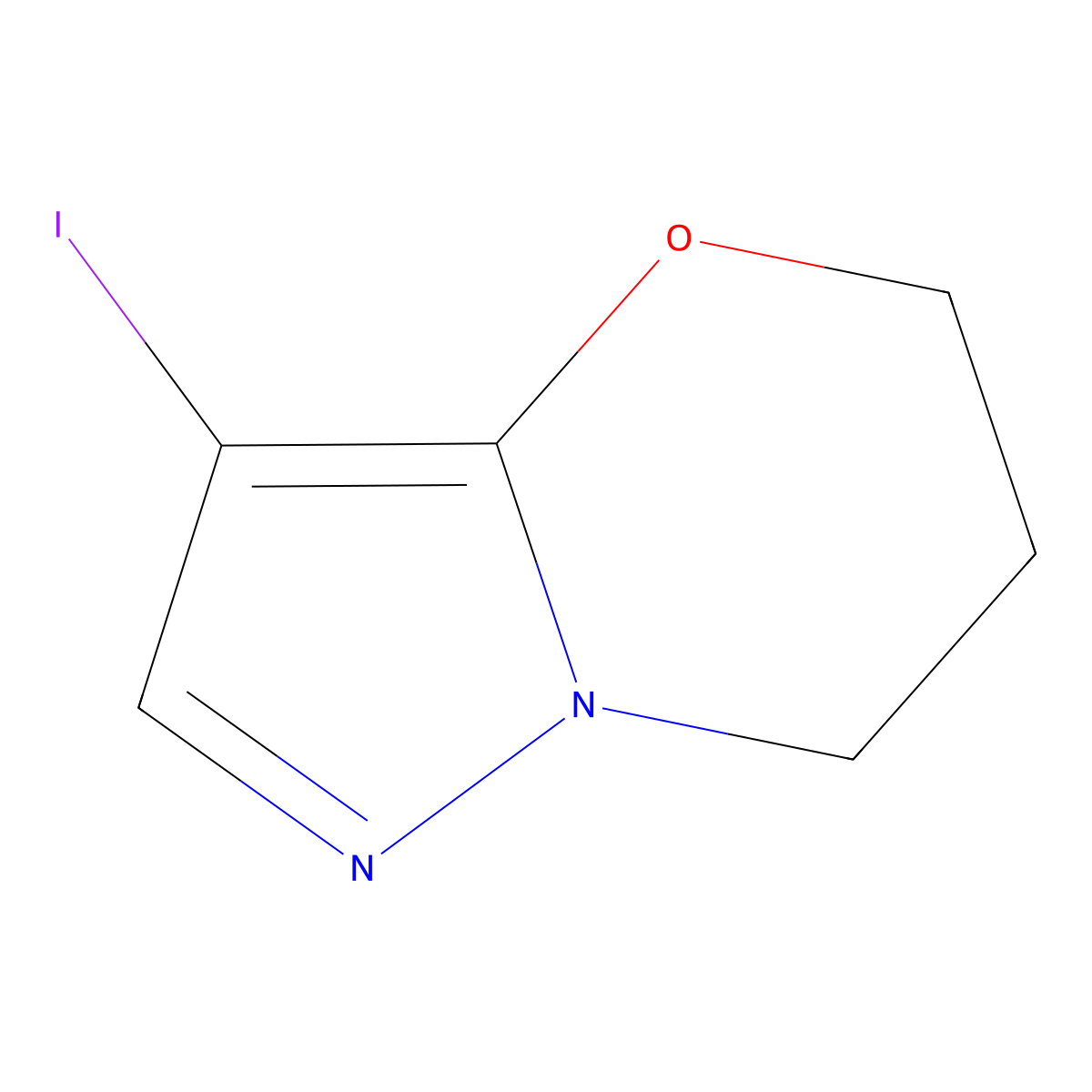 3-iodo-5H,6H,7H-pyrazolo(3,2-b)(1,3)oxazine molecular structure, CAS 1383675-85-1