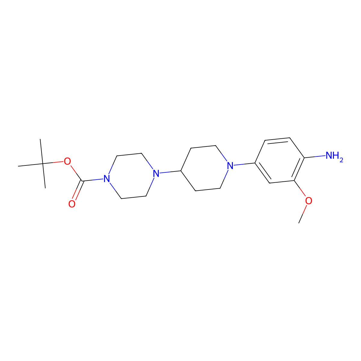 Tert-butyl 4-(1-(4-amino-3-methoxyphenyl)piperidin-4-yl)piperazine-1-carboxylate molecular structure, CAS 1383682-44-7