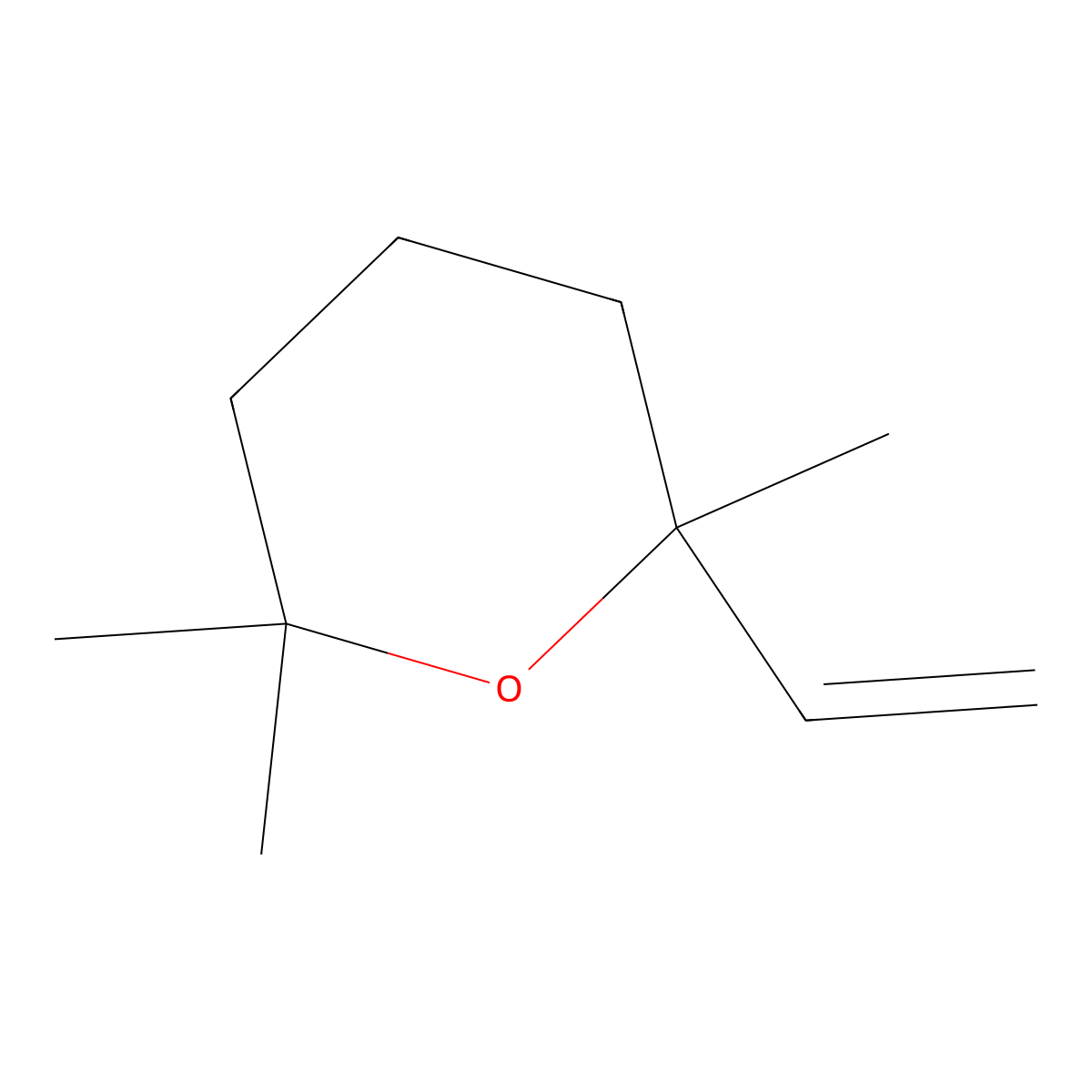 2,6,6-Trimethyl-2-vinyltetrahydropyran molecular structure, CAS 13837-56-4