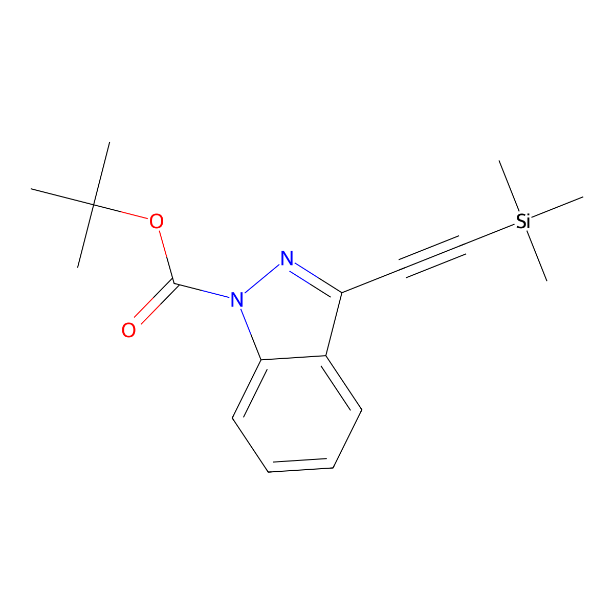 tert-butyl 3-((trimethylsilyl)ethynyl)-1H-indazole-1-carboxylate molecular structure, CAS 1383705-70-1