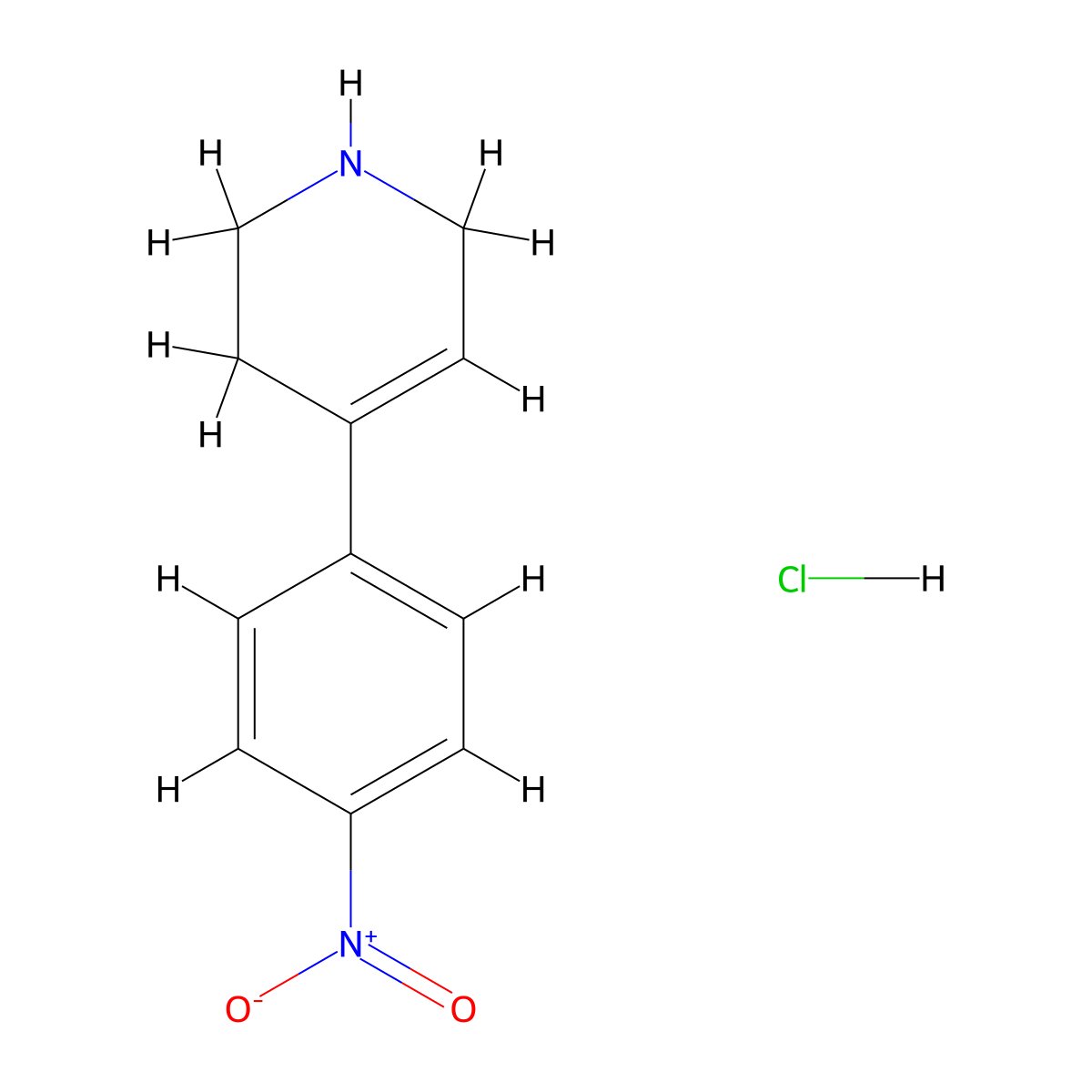 4-(4-Nitrophenyl)-1,2,3,6-tetrahydropyridine hydrochloride molecular structure, CAS 1383706-16-8