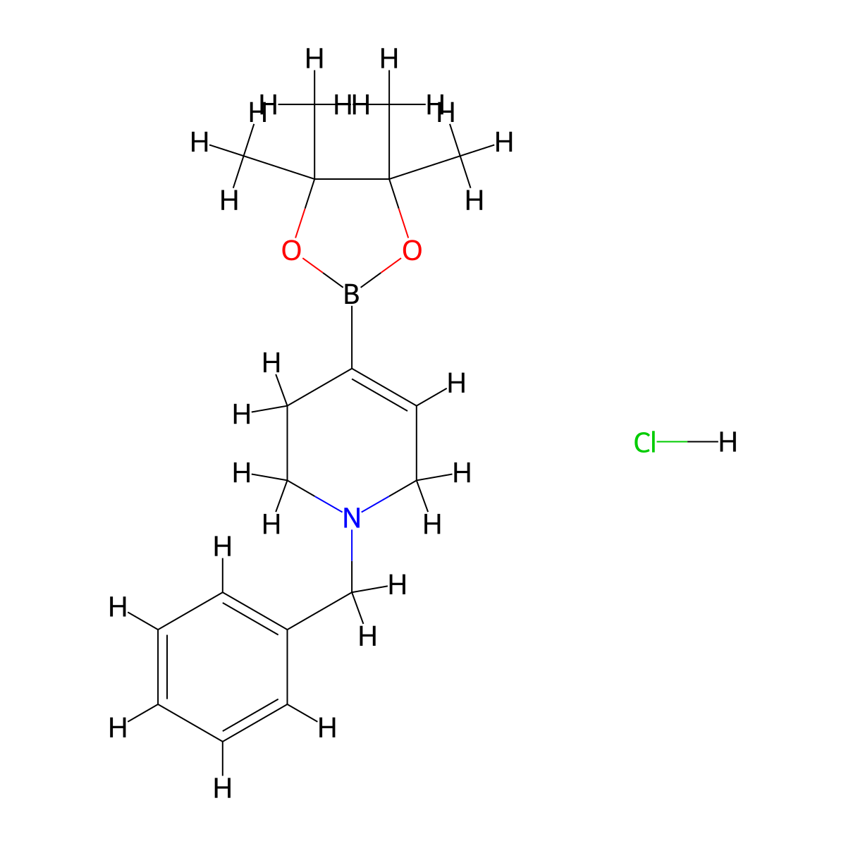 1-Benzyl-4-(4,4,5,5-tetramethyl-1,3,2-dioxaborolan-2-yl)-1,2,3,6-tetrahydropyridine hydrochloride molecular structure, CAS 1383706-53-3