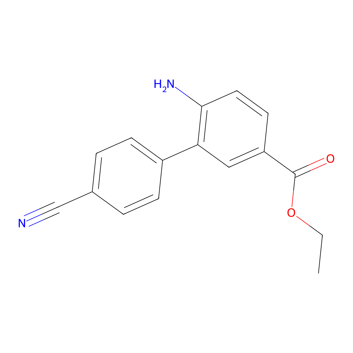 Ethyl 6-amino-4'-cyano-[1,1'-biphenyl]-3-carboxylate molecular structure, CAS 1383708-46-0