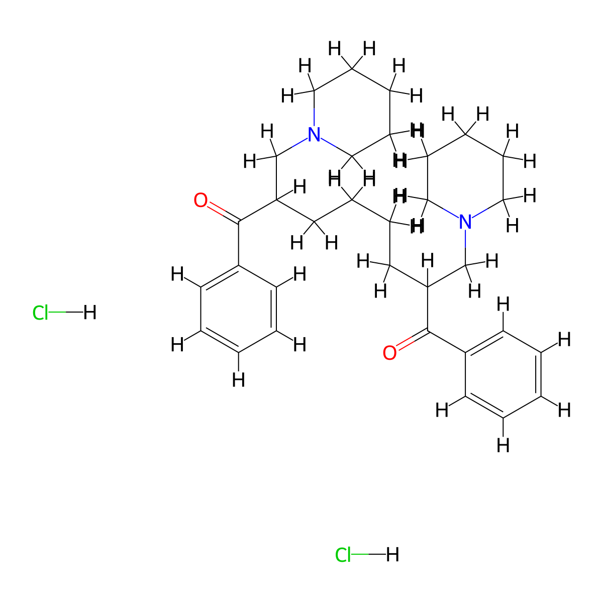 1,8-Octanedione, 2,7-bis(1-piperidinylmethyl)-1,8-diphenyl-, dihydrochloride molecular structure, CAS 138371-26-3