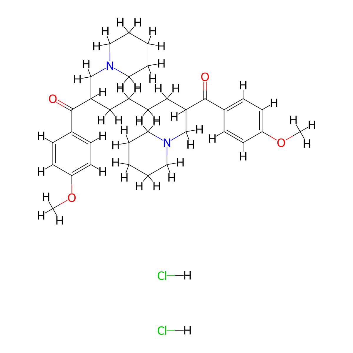 1,8-Octanedione, 1,8-bis(4-methoxyphenyl)-2,7-bis(1-piperidinylmethyl)-, dihydrochloride molecular structure, CAS 138371-27-4