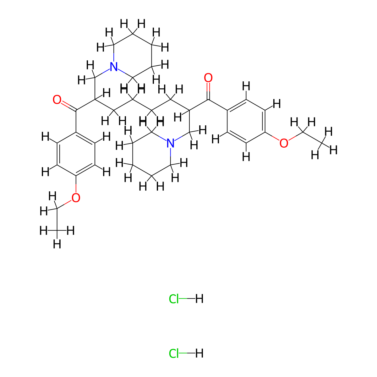 1,8-Octanedione, 1,8-bis(4-ethoxyphenyl)-2,7-bis(1-piperidinylmethyl)-, dihydrochloride molecular structure, CAS 138371-28-5