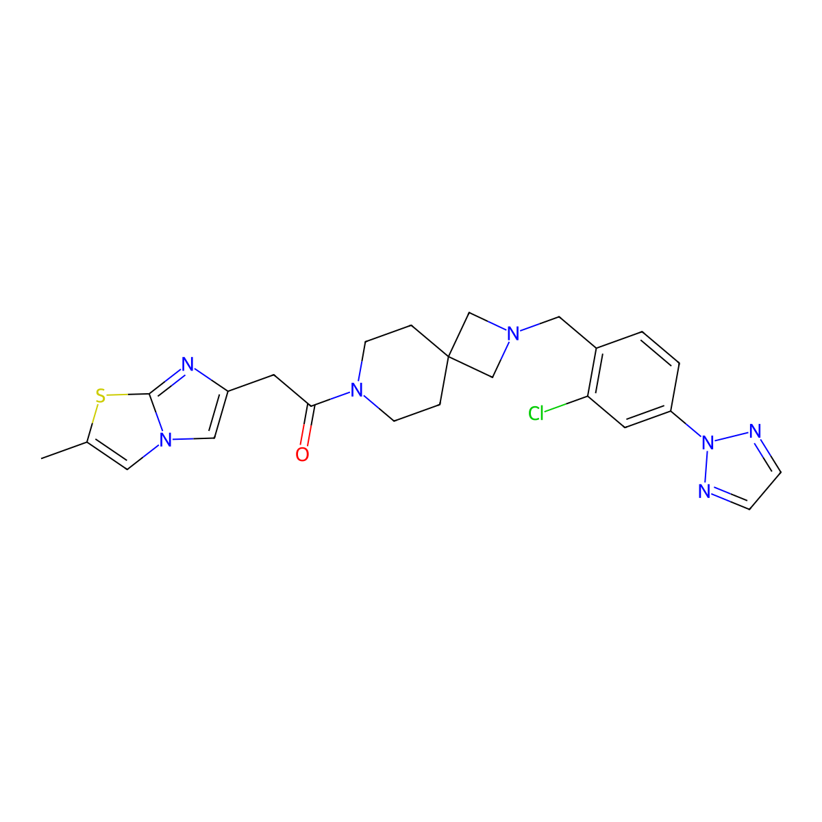 1-[2-[[2-Chloro-4-(2H-1,2,3-triazol-2-yl)phenyl]methyl]-2,7-diazaspiro[3.5]non-7-yl]-2-(2-methylimidazo[2,1-b]thiazol-6-yl)ethanone molecular structure, CAS 1383719-97-8