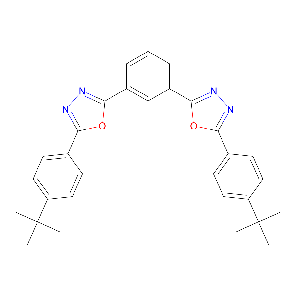 1,3-Bis(2-(4-tert-butylphenyl)-1,3,4-oxadiazo-5-yl)benzene molecular structure, CAS 138372-67-5