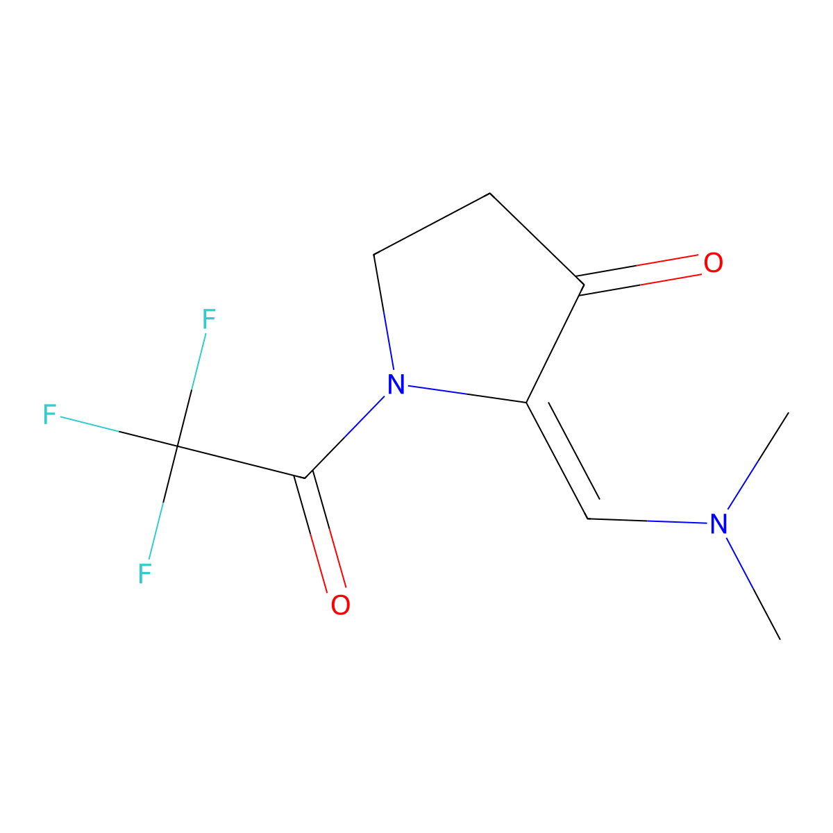 2-Dimethylaminomethylene-1-(2,2,2-trifluoro-acetyl)-pyrrolidin-3-one molecular structure, CAS 1383734-88-0