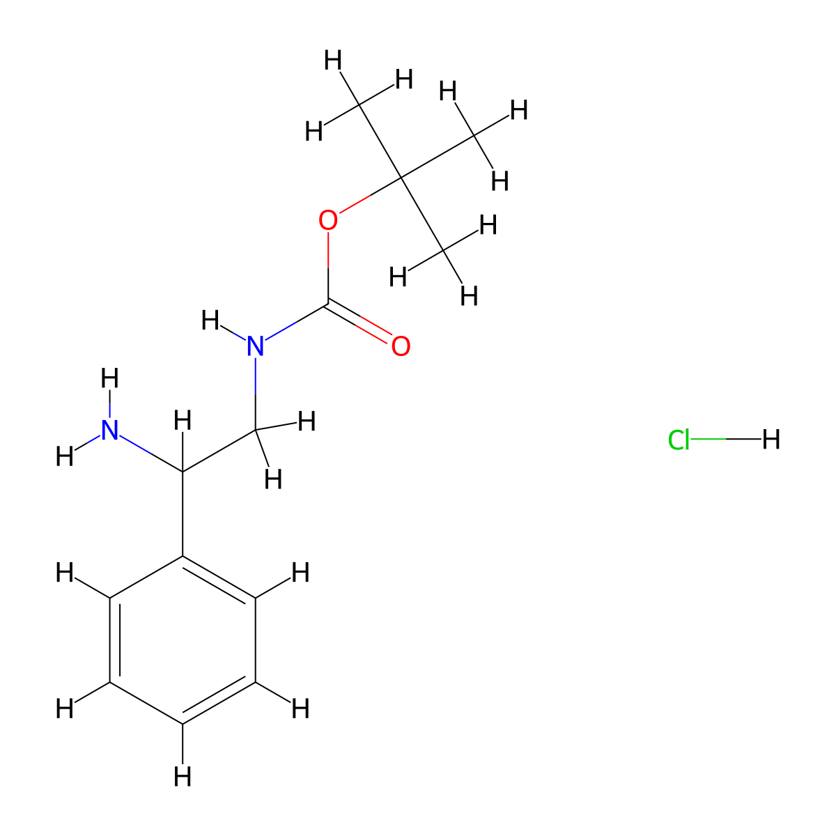 tert-Butyl (2-amino-2-phenylethyl)carbamate hydrochloride molecular structure, CAS 138374-18-2