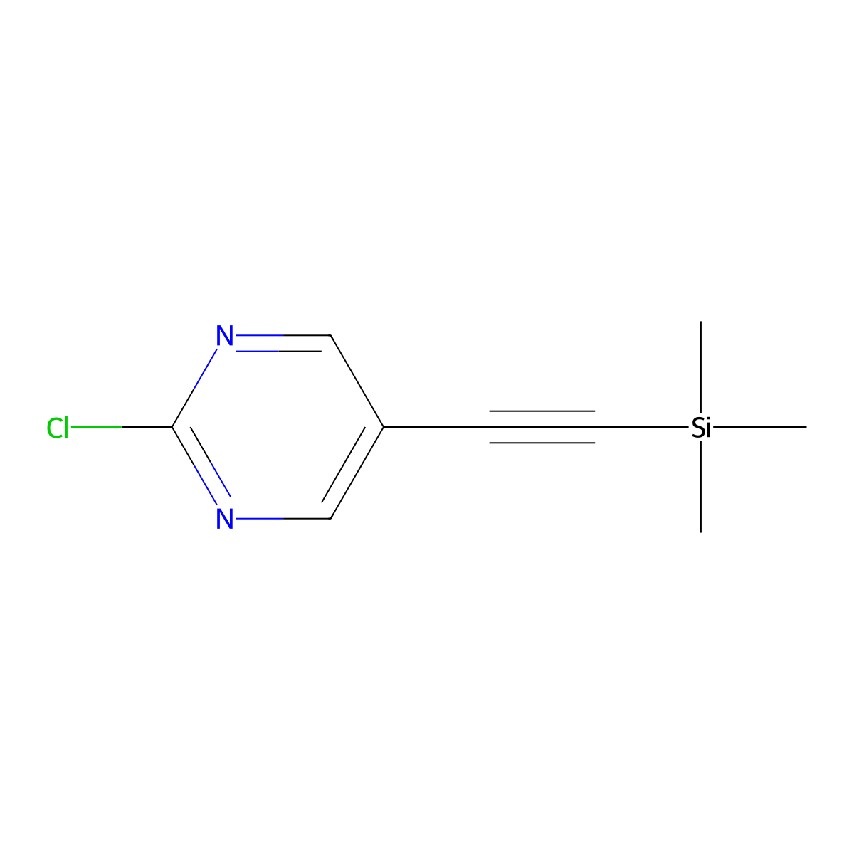 2-Chloro-5-(trimethylsilylethynyl)pyrimidine molecular structure, CAS 1383745-11-6