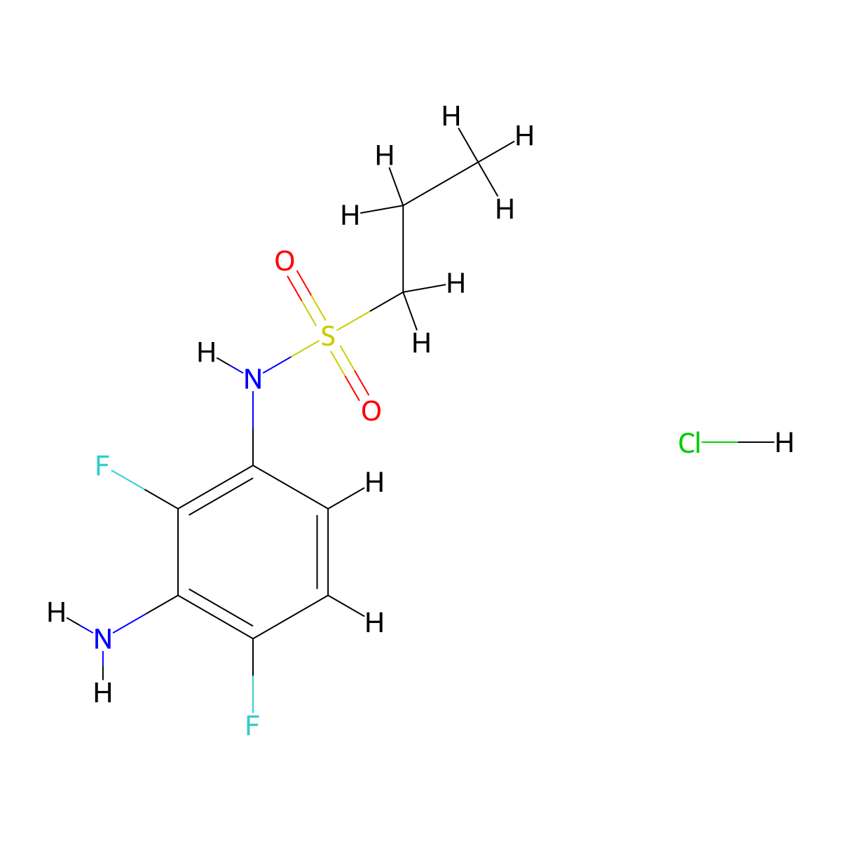 N-(3-amino-2,4-difluorophenyl)propane-1-sulfonamide hydrochloride molecular structure, CAS 1383745-19-4