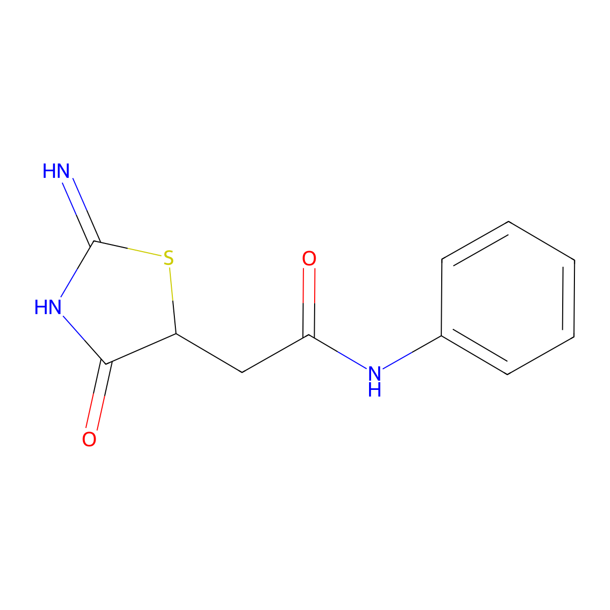 2-(2-imino-4-oxo-1,3-thiazolidin-5-yl)-N-phenylacetamide molecular structure, CAS 138375-99-2