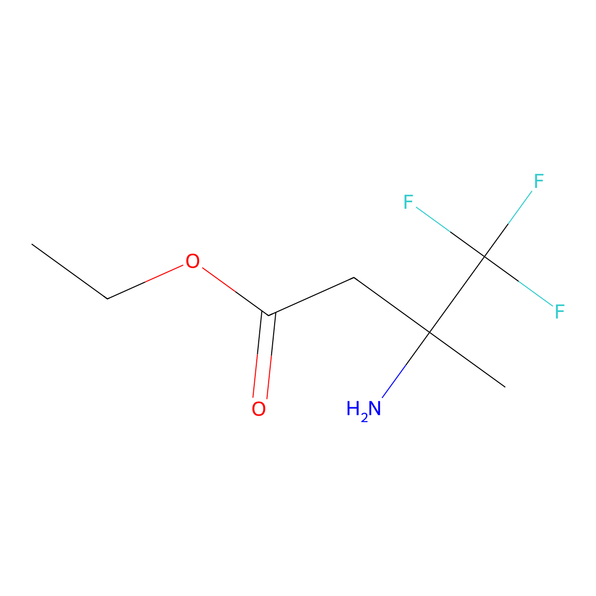 Ethyl 3-amino-4,4,4-trifluoro-3-methylbutanoate molecular structure, CAS 1383777-69-2